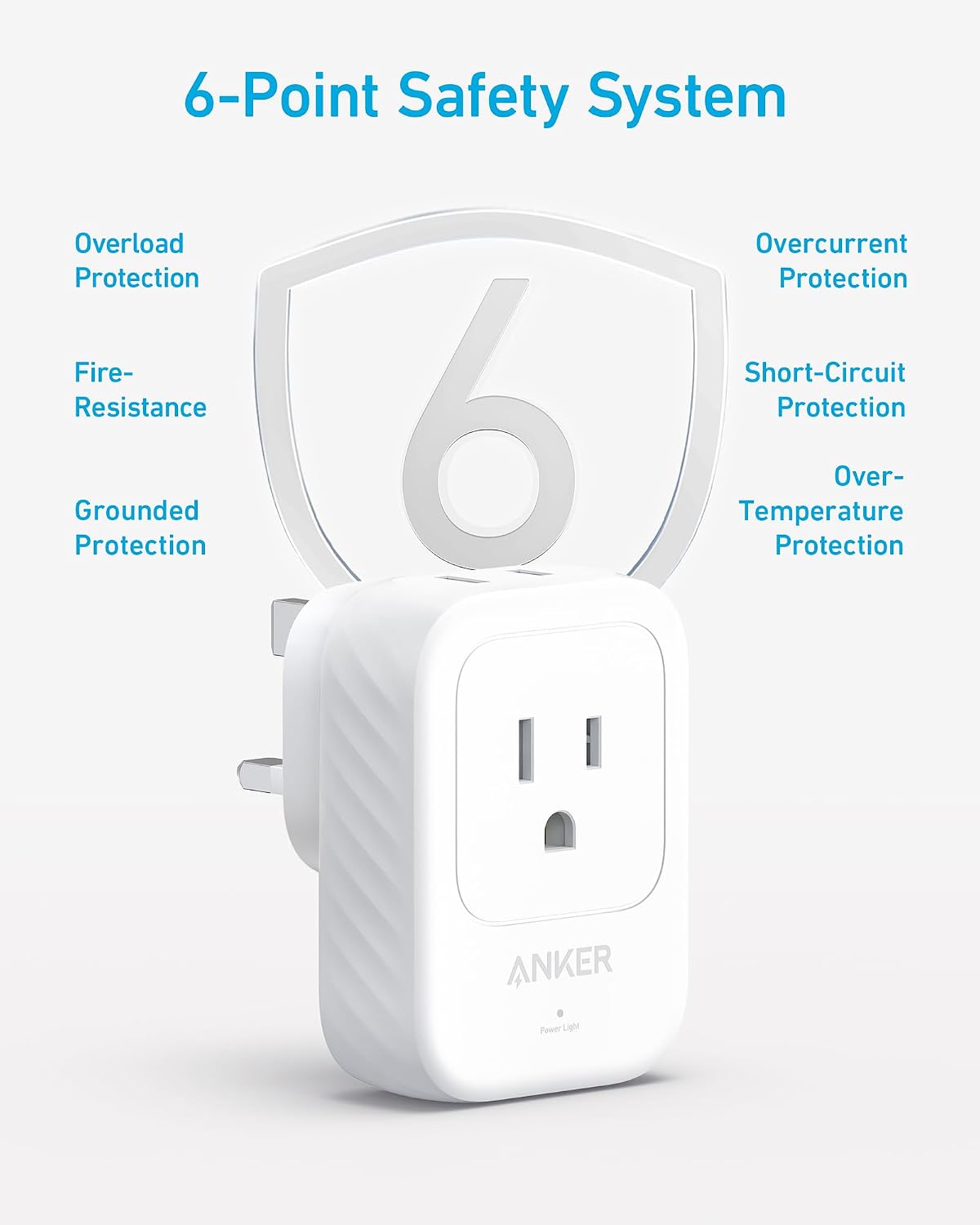 Anker Travel Adapter, Type G Adapter for Travel, US to UK Plug Adapter, 15W | International Travel Essentials, 2 AC, 1 USB A, 2 USB C, Compact for iPhone, iPad, England, Ireland, TUV Listed