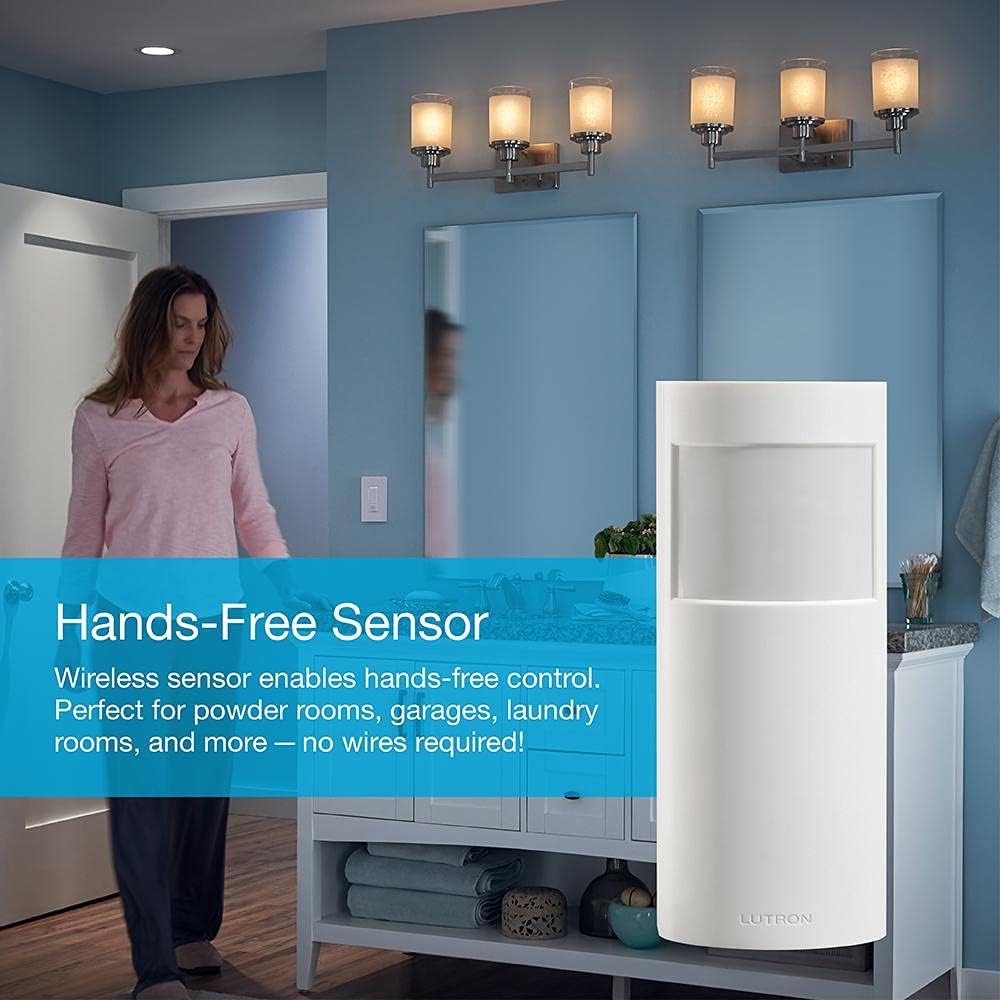 Lutron Caseta Smart Lighting Auto On/Off Motion Sensor, Lutron Motion Sensor for Dimmers, Switches, and Fan Controls, No Wires Required, PD-OSENS-WH, White