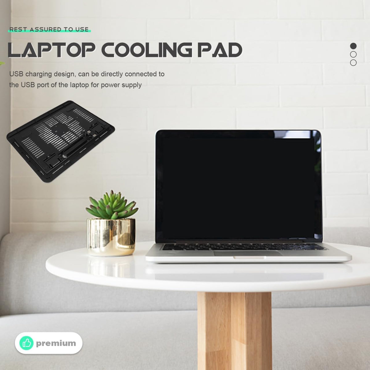 Cabilock Laptop Cooling Pad USB Powered Laptop Stand Accessory with Air Cooling Anti-Slip feet Large Ventilation Area for Gaming Notebook pc Holder 12.99 X 9.84 X 0.94 in