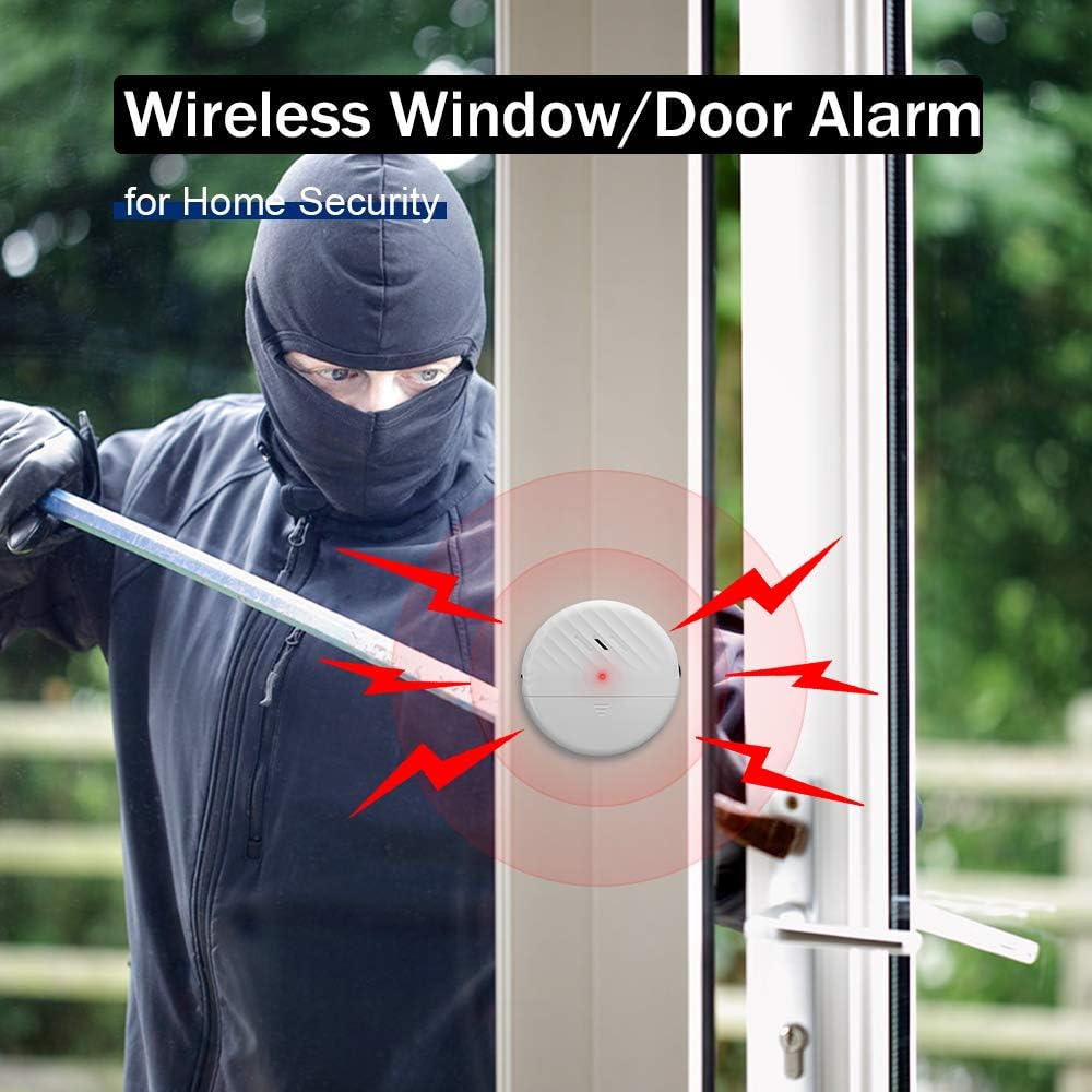 Wsdcam Glass Break Sensor Alarm 125dB Ultra-Slim Wireless Glass Break Detector Window Alarm Vibration Sensor for Home Window and Door Security (8)