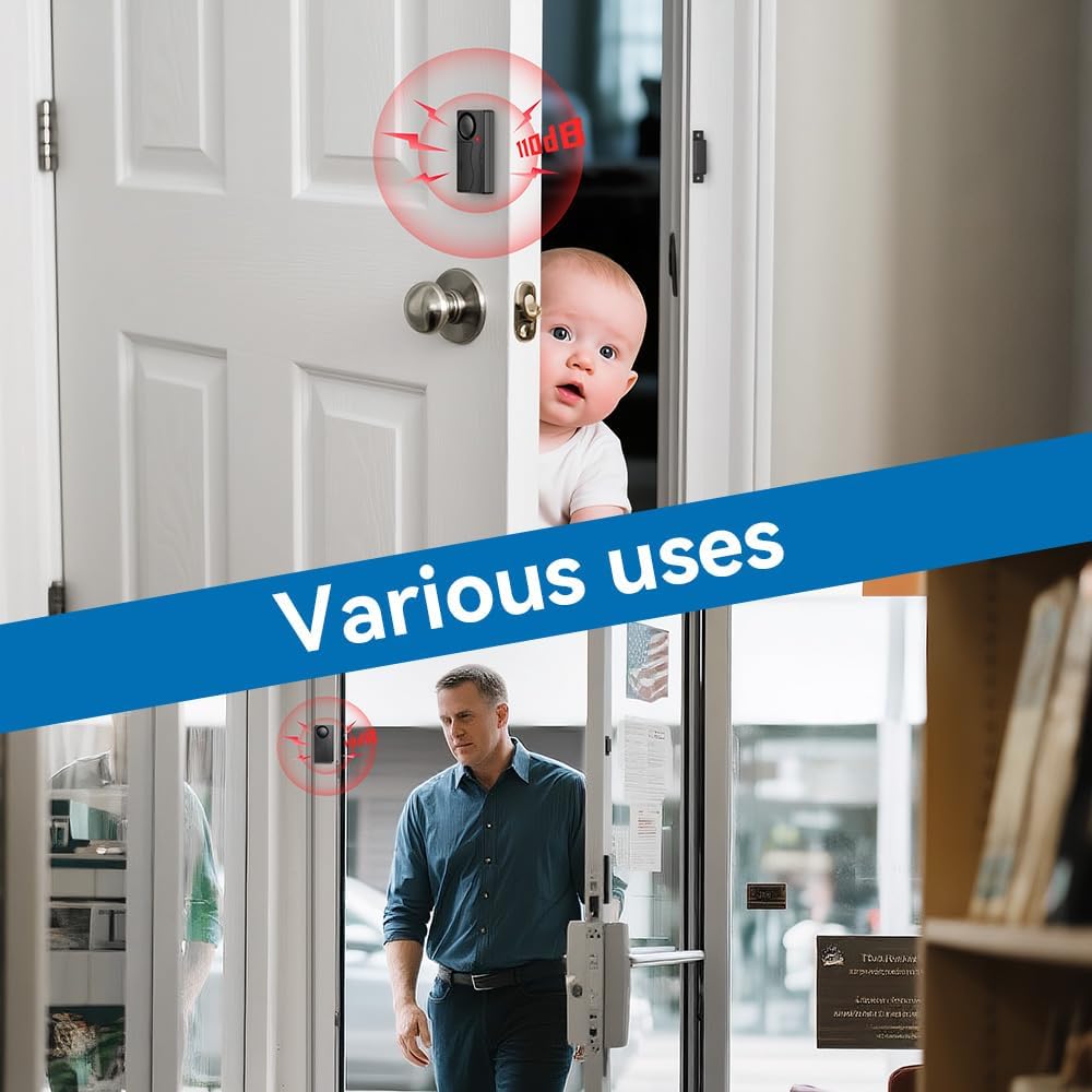 Door Alarm with Remote, Door Chimes When Door Opens, 110dB Window Alarms for Home Security, Door Sensor, Pool Alarm