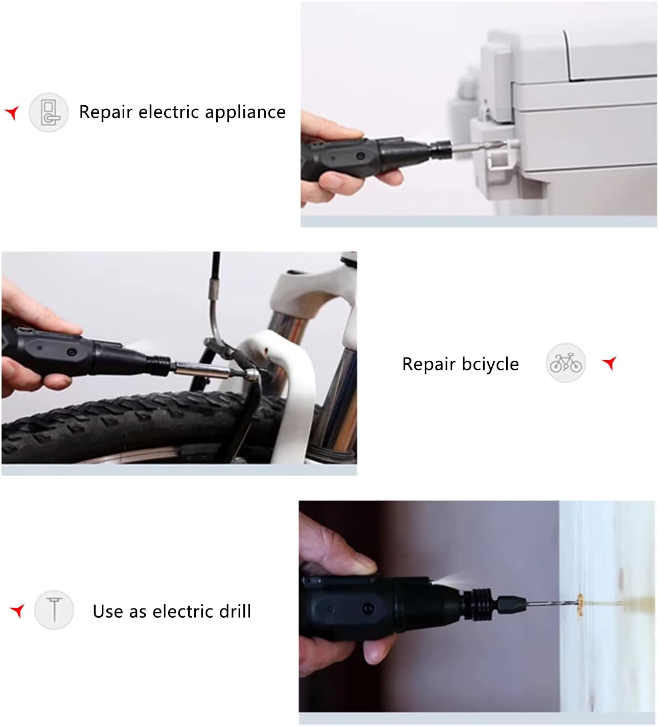 3.6V Cordless Electric Screwdriver USB-C Rechargeable LED Kit BLK | Compact 3.6V cordless screwdriver with USB-C fast charging, LED light, and 2-in-1 manual/electric mode for home repairs