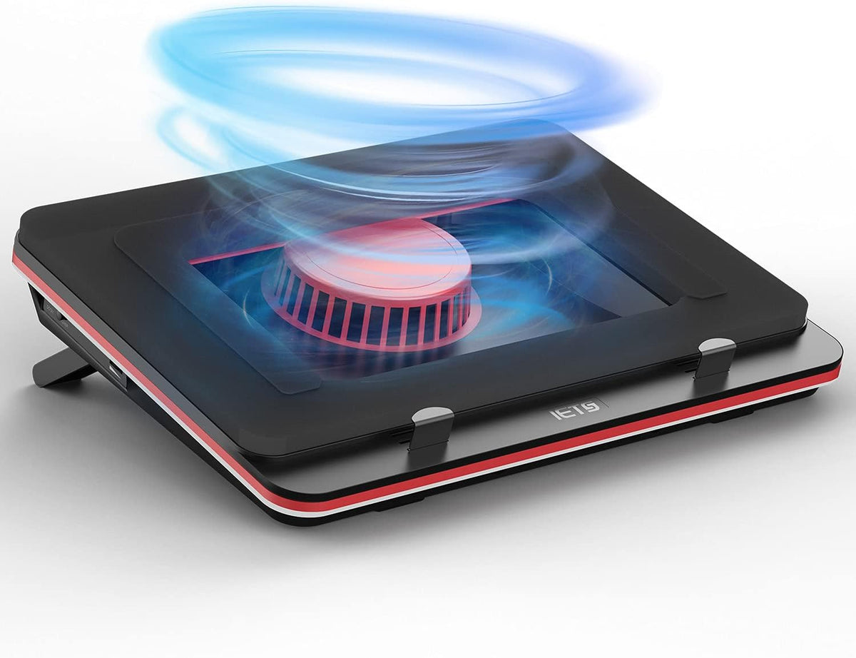 IETS GT500 Powerful Turbo-Fan (5000 RPM) RGB Laptop Cooling Pad with Infinitely Variable Speed,Seal Foam for Rapid Cooling Gaming Laptop,Dust Filter for Protect Laptop,13-17.3inch Laptop Cooler