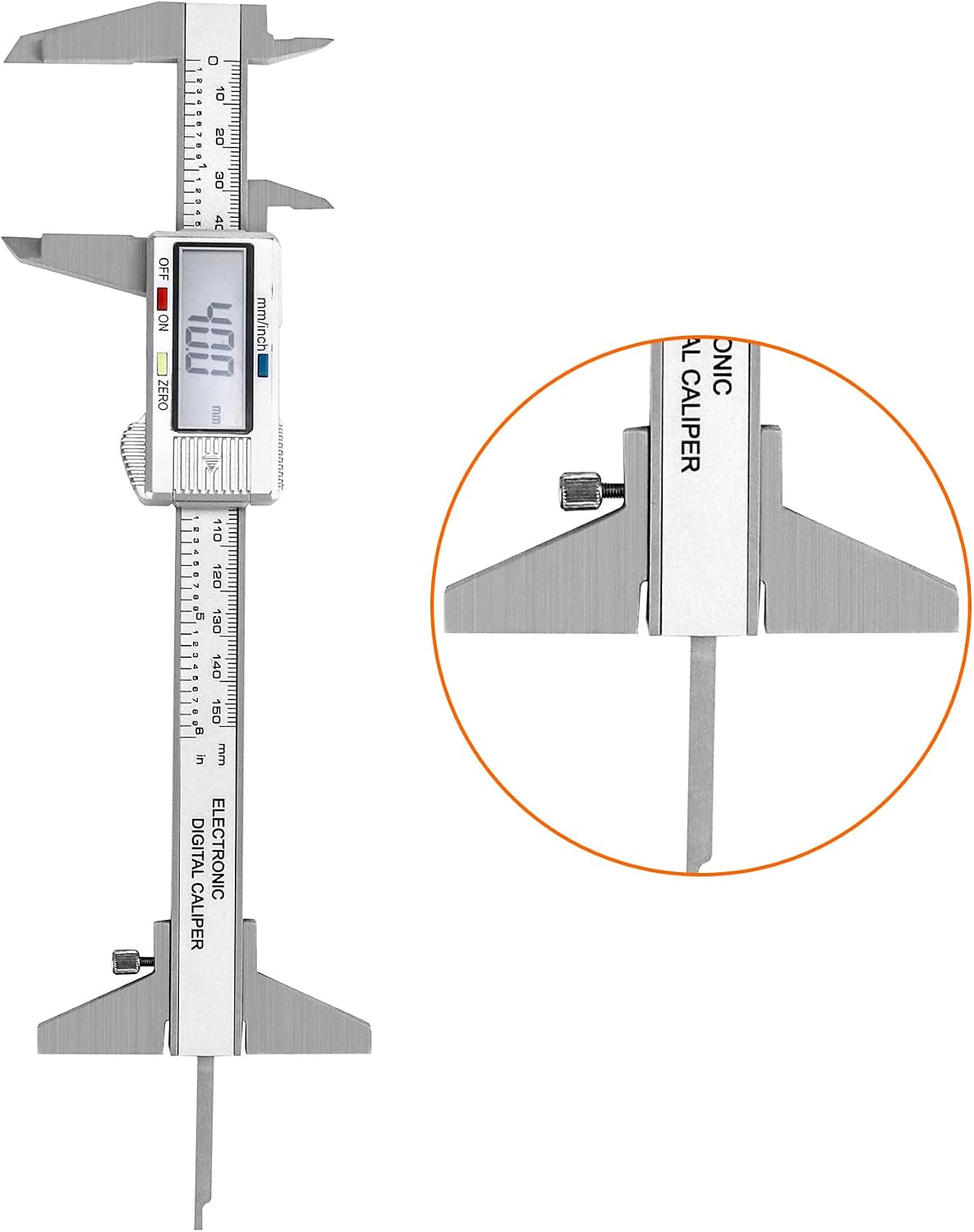 QWORK Caliper Depth Base Carbon Steel T-Bar Attachment for Dial/Digital/Vernier Calipers 4", 6", 8", 12"