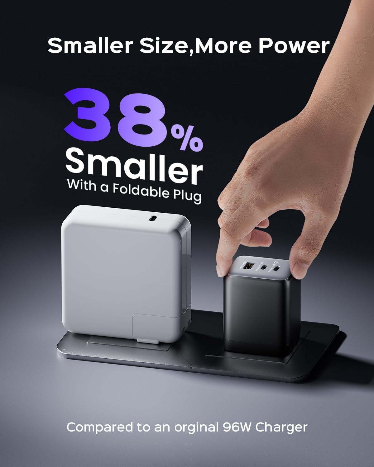 100W USB C Wall Charger, 3-Port PPS PD 3.0 Compact Foldable Wall Charger Block, Fast Power Adapter for MacBook Pro/Air, Dell XPS, iPad Pro, iPhone 17/16/15, Galaxy S25/S24, (Black)