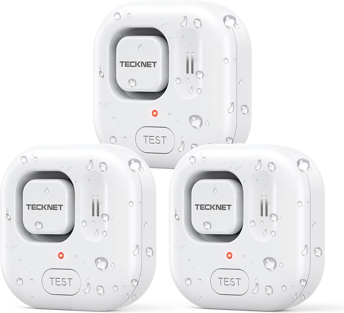 TECKNET Water Leak Detectors for Home, 120dB Water Sensor Alarm Leak Detector, IP66 Waterproof, Water Leak Detectors for Bathroom, Sink, Laundry, Window, Basements, Kitchens(3 Pack, Battery Included)