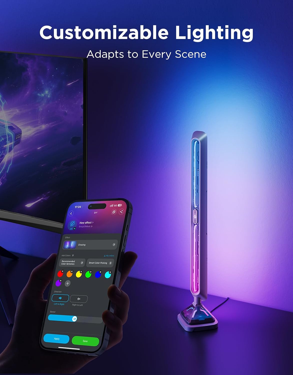 Govee Gaming Light Bars Pro,16-Inch Smart RGBIC Wi-Fi LED Game Lights