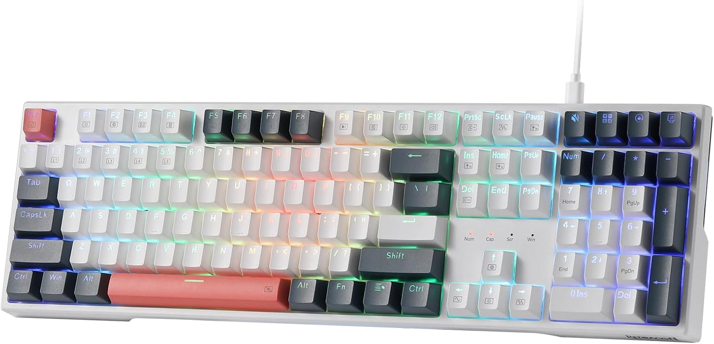 Redragon K668 108-Key Hot-Swap Wired RGB Gaming Keyboard, Extra 4 Hotkeys | Dedicated Shortcut Keys for Mute, Calc & Desktop, Cushioned Noise Dampening for Creamy Thocky Sound, Swap-Ready, PRO Software