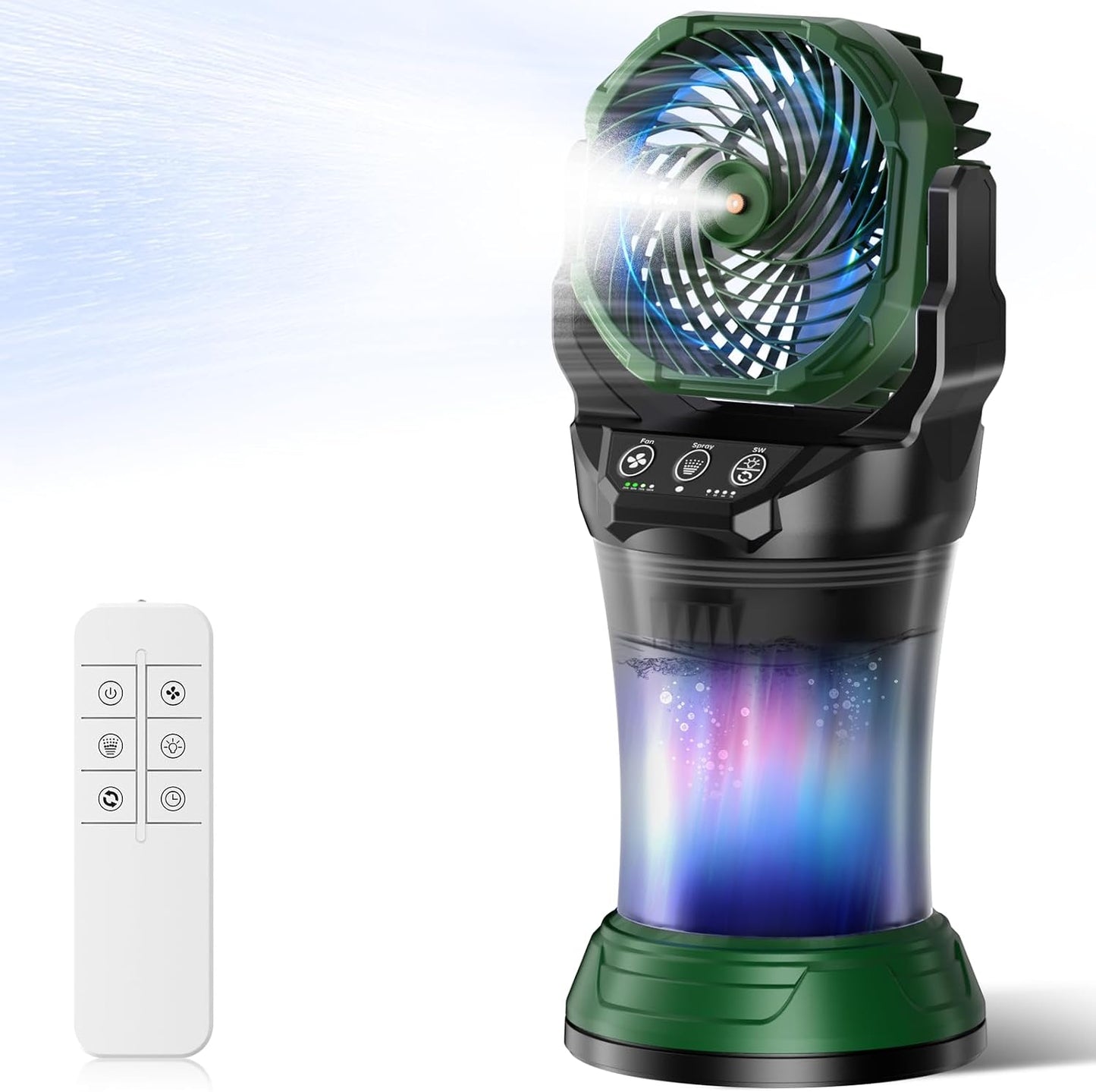 Misting Fans for Outside, Portable Mister Fan with 30000mAh Battery & Remote, 2L Tank & 4 Speeds Mist Modes, Extreme Heat Relief for Camping Patio Garden Backyard Tailgate Parties