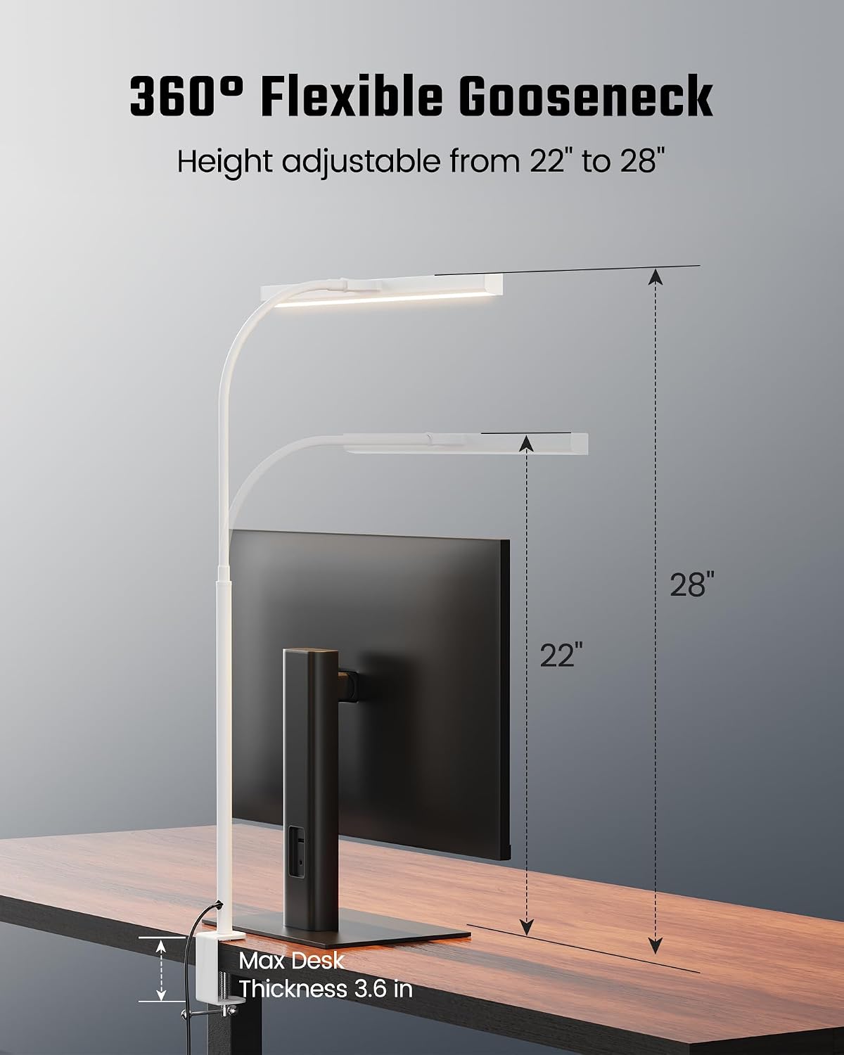 SUPERDANNY LED Desk Lamp for Office Home, 12W Eye-Caring Light with Clamp