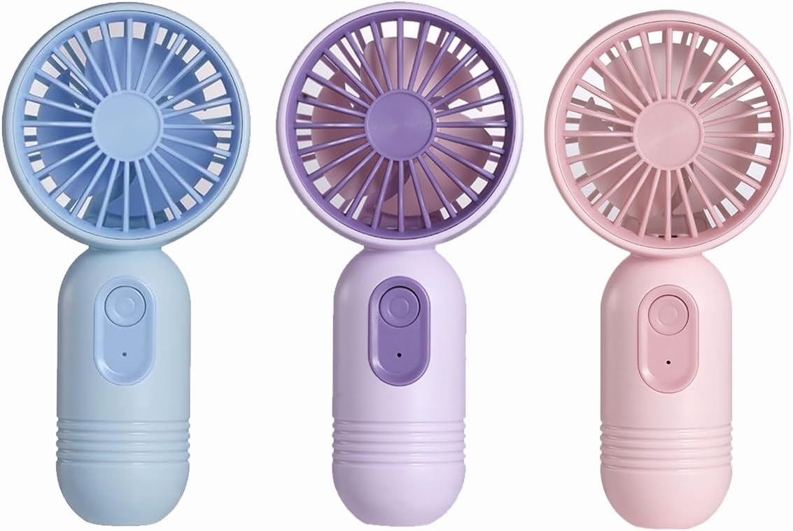 JODNO Mini Portable Fan 3 Pack, Cute Handheld Battery Operated Lightweight Small Personal Fan with 3 Speeds and USB Rechargeable Eyelash Fans for Women Men Office Outdoor Travel Camping