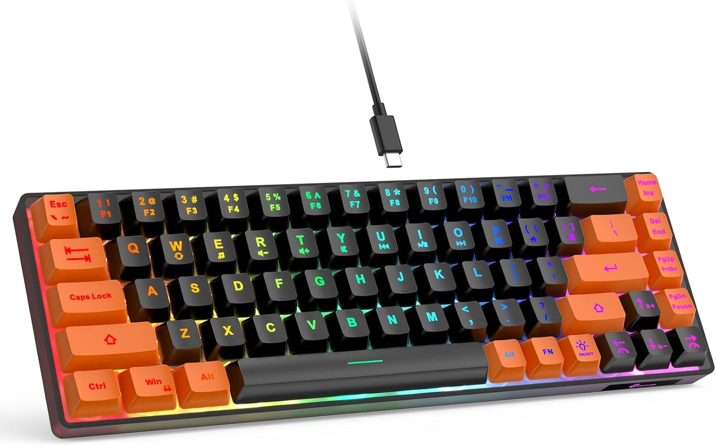 GEODMAER 65% Gaming Keyboard, Wired Backlit Mini Keyboard, Ultra-Compact Anti-Ghosting No-Conflict 68 Keys Membrane Gaming Wired Keyboard for PC Laptop Windows Gamer