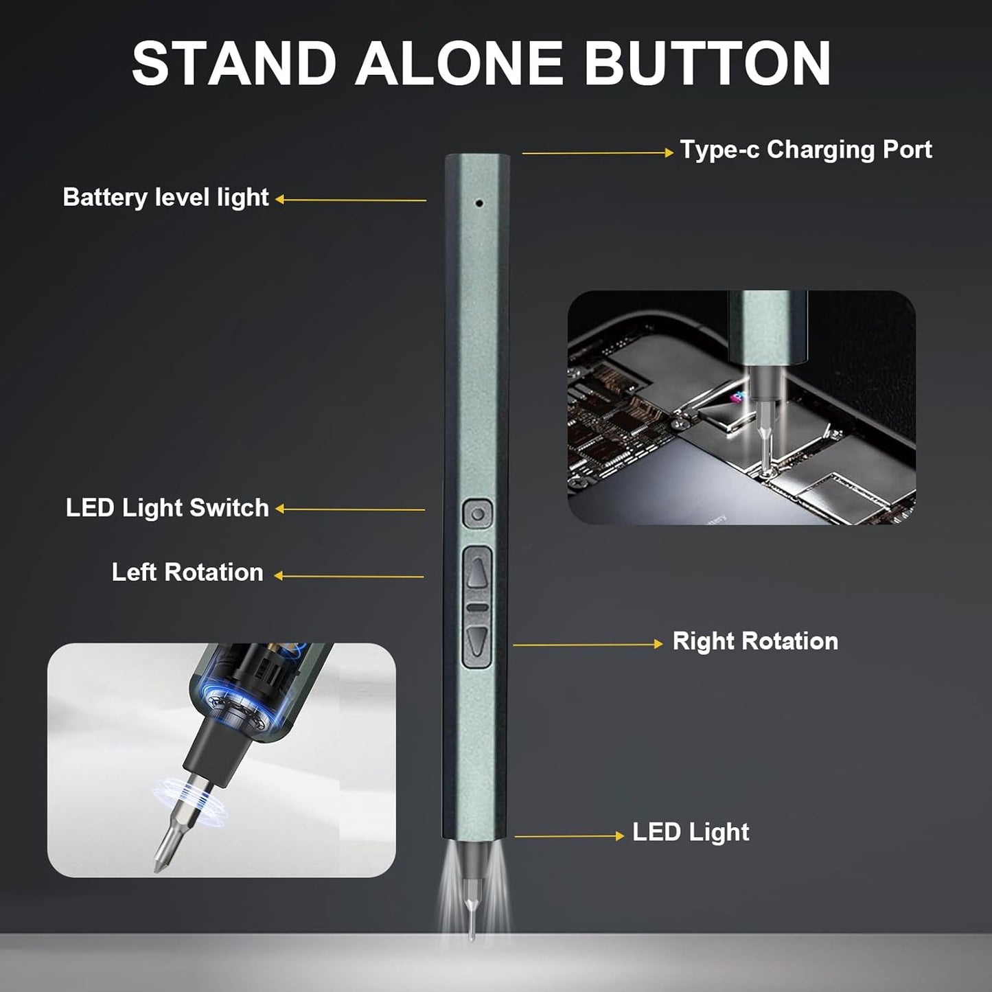 LMQ Mini Electric Screwdriver, 30 in 1 Small Electric Screw Driver Kit | with 24 Magnetic Bits, 3 LED Lights, Precision Cordless Repair Tool ,for Phone, Camera, Laptop, Watch