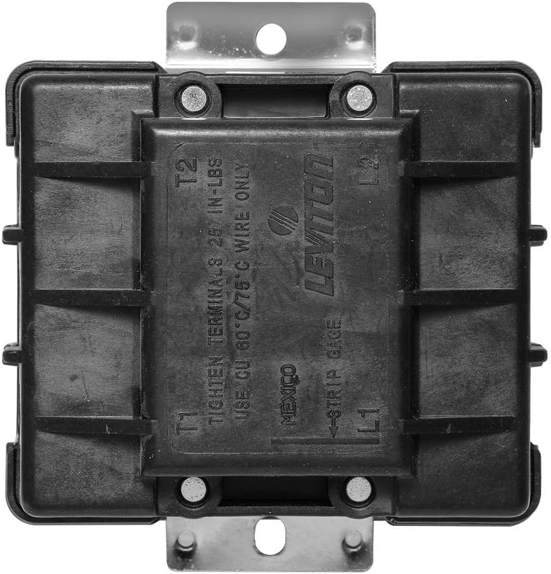 Leviton 60 Amp, 600 Volt, 2-Pole, Single-Phase Single Throw AC Manual Motor Controller, MS602-FW, Black