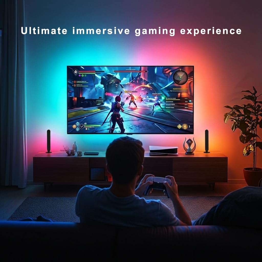 Smart Light Bars, RGB LED Streaming Light with Music Sync, Bluetooth RGB-ICW Desk Light, Gaming Lights for PC, TV, Mood Lighting, USB Powered for Room Decoration.