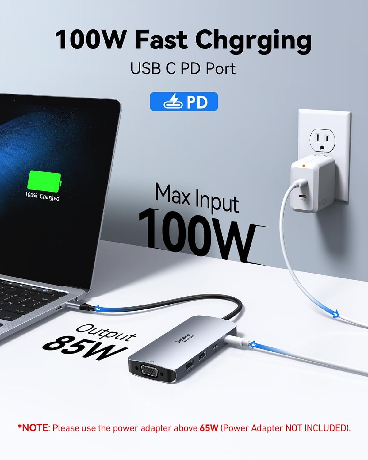 USB C Docking Station Dual DisplayPort Monitor USB C Hub DisplayPort | 2 DP, HDMI, VGA, 100W PD Charging, USB-A/C 2.0 Ports, Multi Monitor Adapter for Dell, HP, Lenovo and More