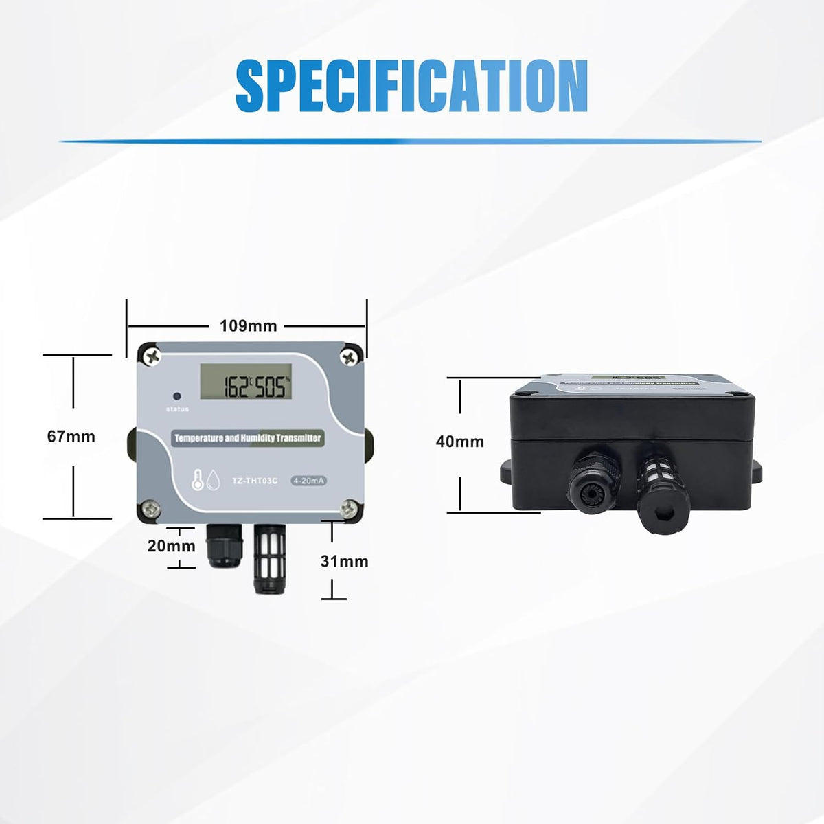 Tzone 4-20mA Temperature Humidity Transmitter Industrial Analog Temp Sensor