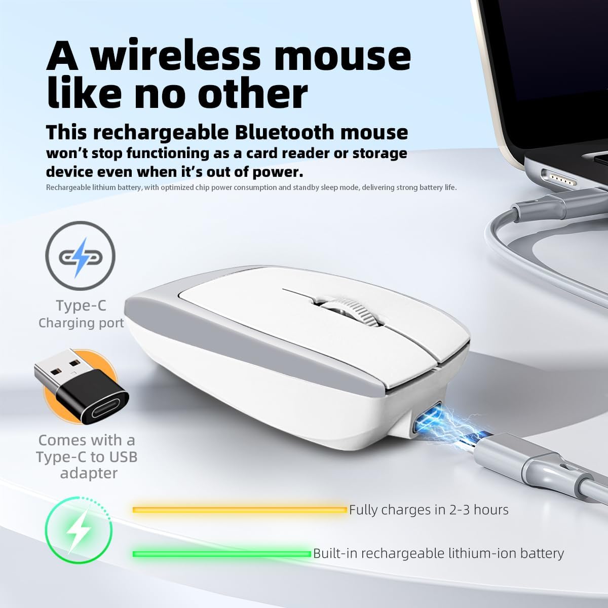 FMOUSE Portable 2-in-1 Wireless Bluetooth Mouse & Micro SD Card Reader