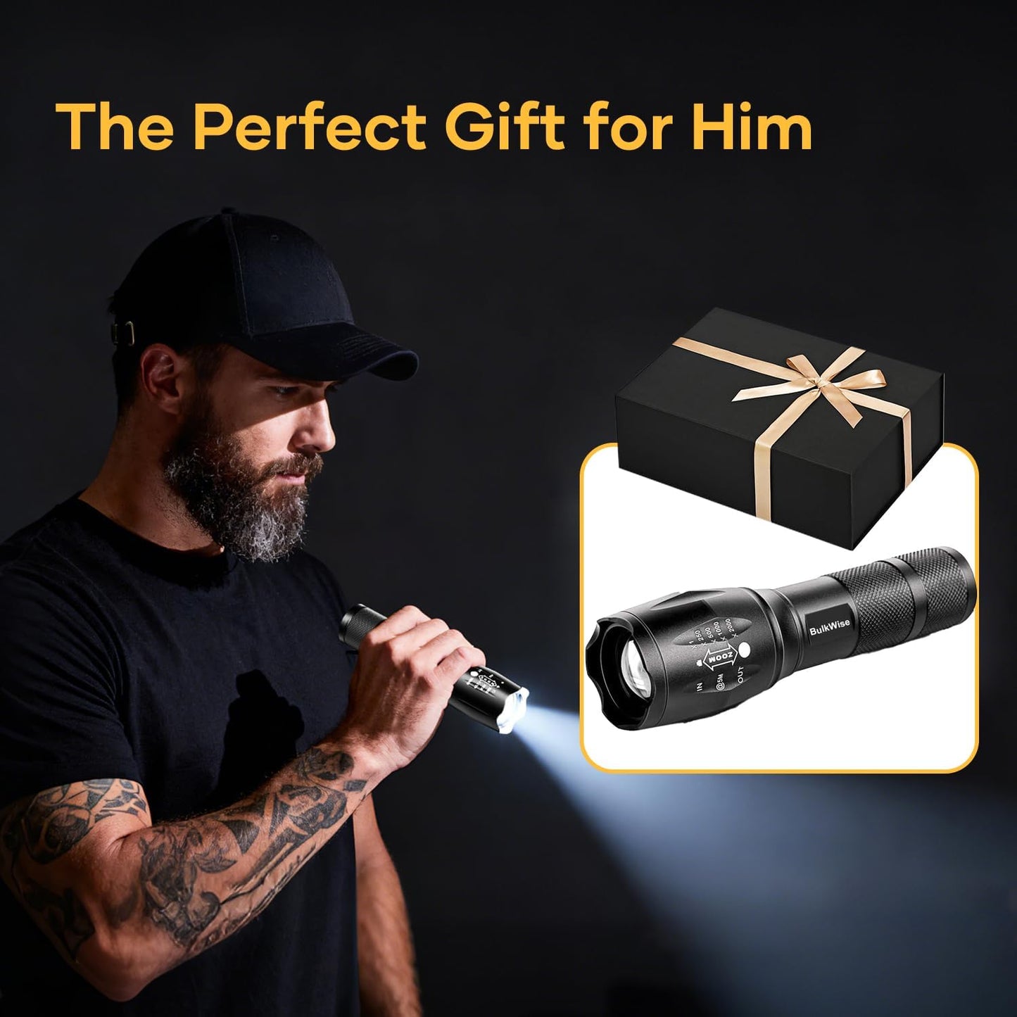 4 Pack Rechargeable Flashlights High Lumens, Bright 1 Mode Small Flashlight Powerful Tactical Flashlights Rechargeable, LED Flash Light Zoomable for Camping Hiking Emergency Gift