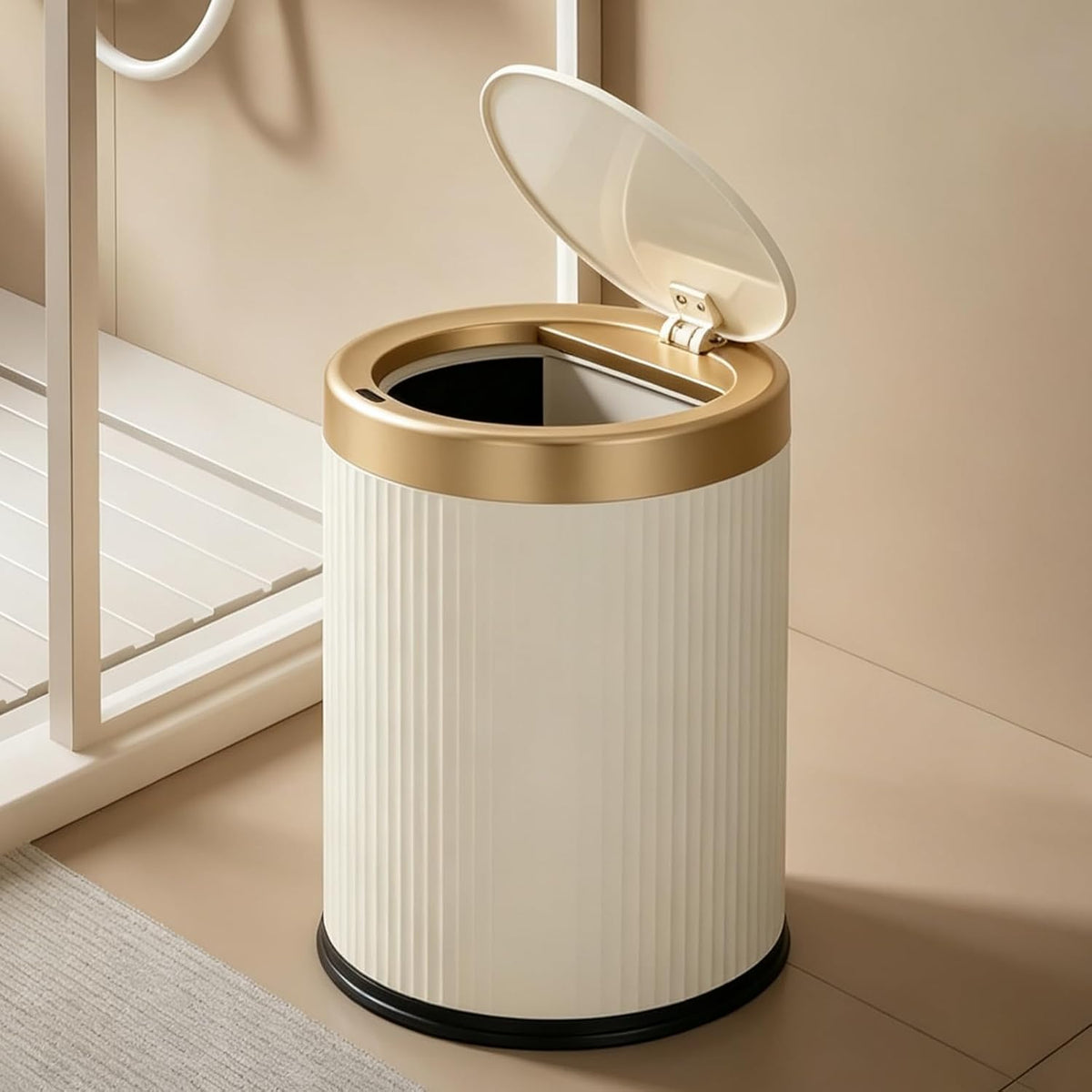 URALFA Bathroom Trash Can with Lid, Automatic Motion Sensor Trash Can