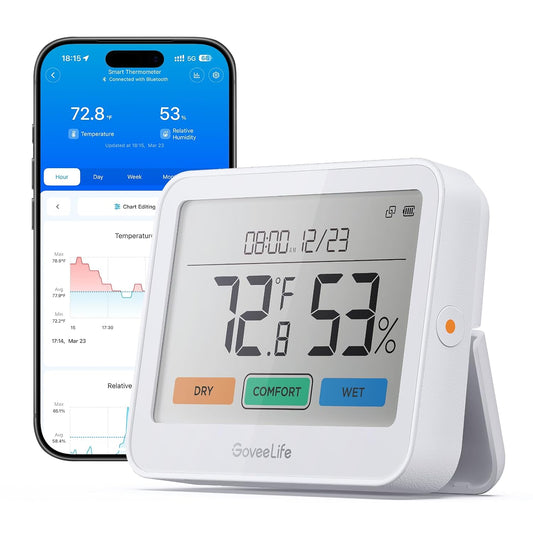 GoveeLife Bluetooth Thermometer Hygrometer, 1-Pack (Gateway not Included)