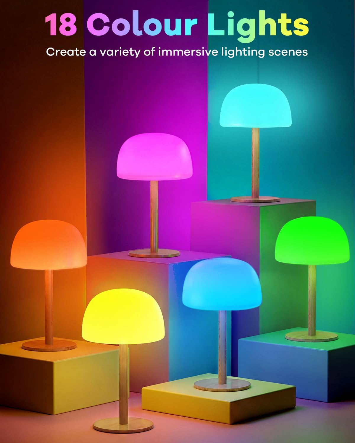 Waterproof Shower Lamp Cordless Lamp - 7500mAh Rechargeable Table Lamp, Bathroom Lamp, RGB 15 Colors & 3 Color Temperature Touch Dimmable, Shower Light for Inside Shower, Bathtub, Bedroom,1PC