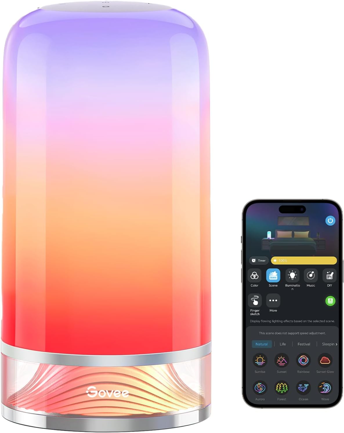 Govee RGBIC Smart Table Lamp 2, Touch Bedside Small Table Lamp (Corded) | LED Desk Lamp Compatible with SmartThings, Matter, Alexa, Nightstand Lamp for Bedroom Living Room Night Light, 64 Scene Modes
