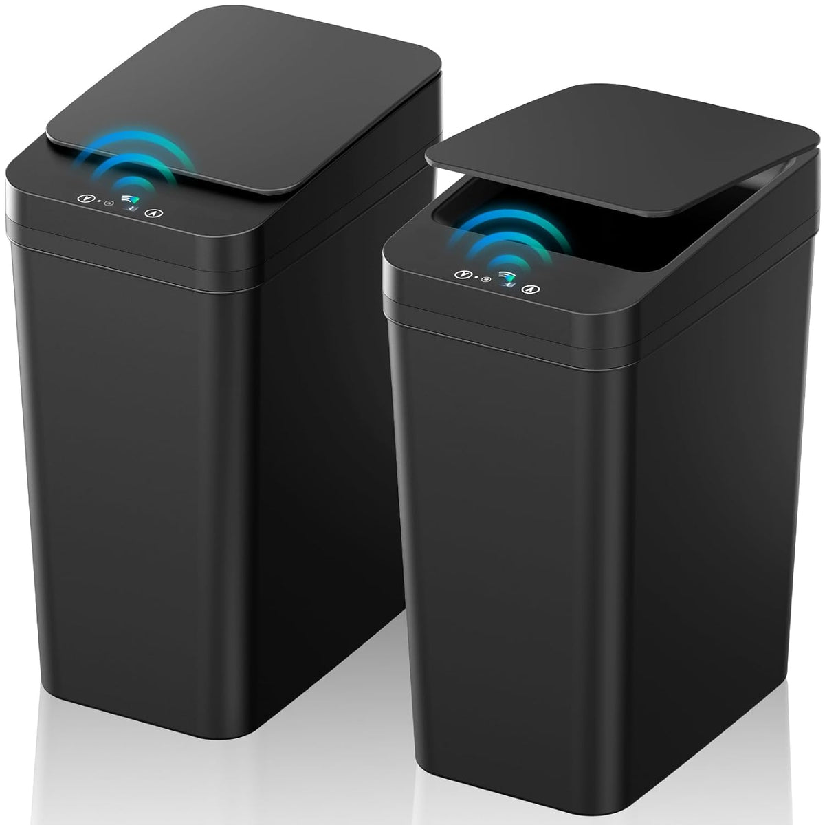KOEYLE 2 Pack 2.2 Gallon Automatic Touchless Garbage Can, Small Motion Sensor Smart Trash Can, Slim Waterproof Trash Bin for Bedroom, Bathroom, Office, Living Room, White