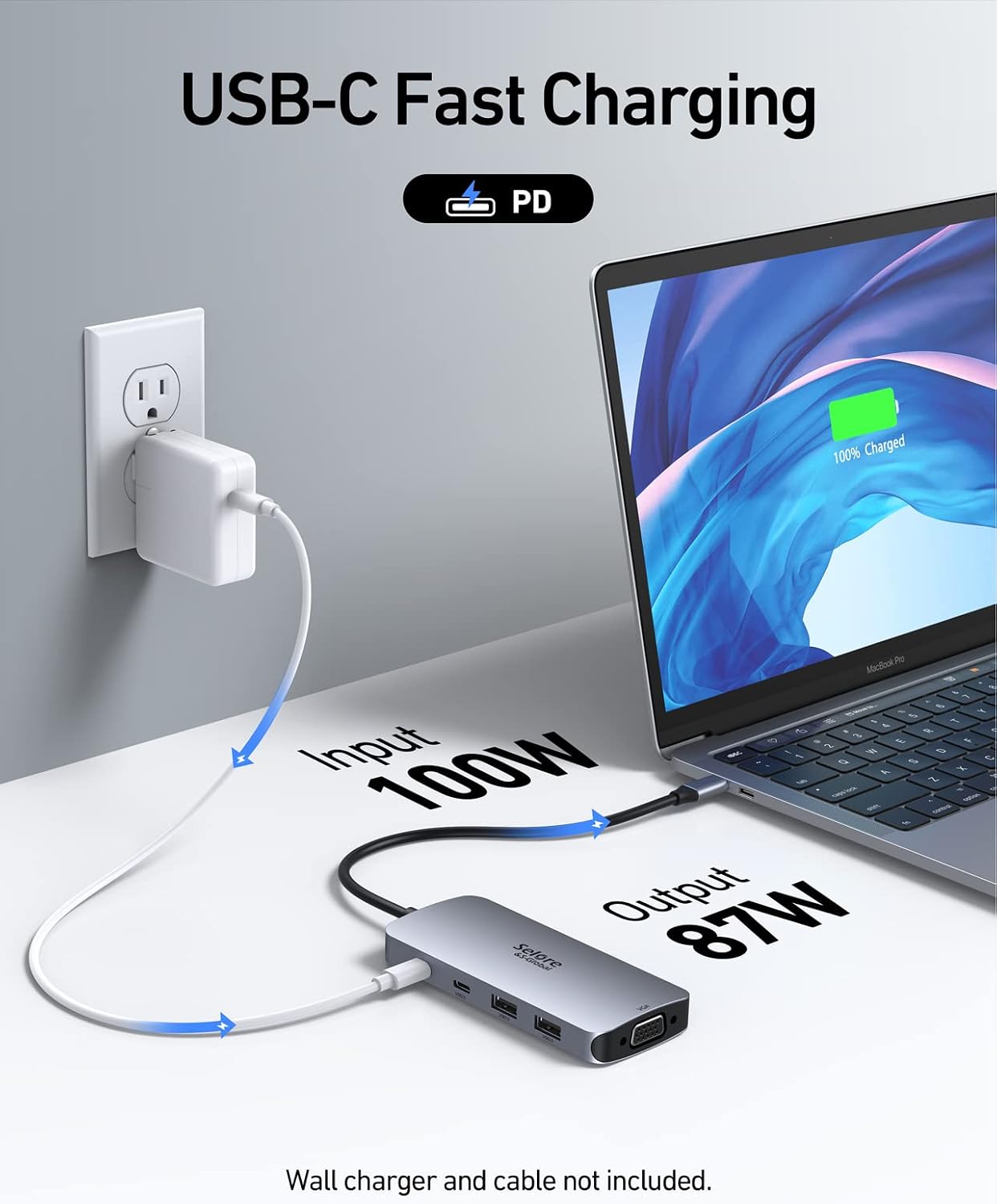 Selore USB C Docking Station Dual HDMI Monitor Adapter USB C Hub 4 Monitors | Triple Monitors with Dual HDMI, DisplayPort, VGA, 100W PD Charging, 3 USB 2.0 Ports, Adapter for Dell XPS, HP, Lenovo, etc