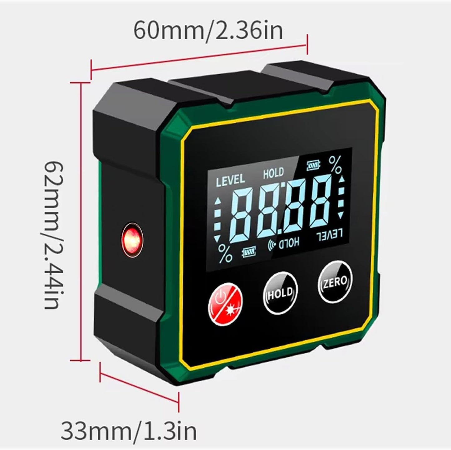 Digital Angle Finder with Electronic Laser Level,Inclinometer- 4-side Strong Magnetic Angle Gauge, Protractor,Finder Measuring Tool for Woodworking (Laser Level is Class II,Output<5mW)