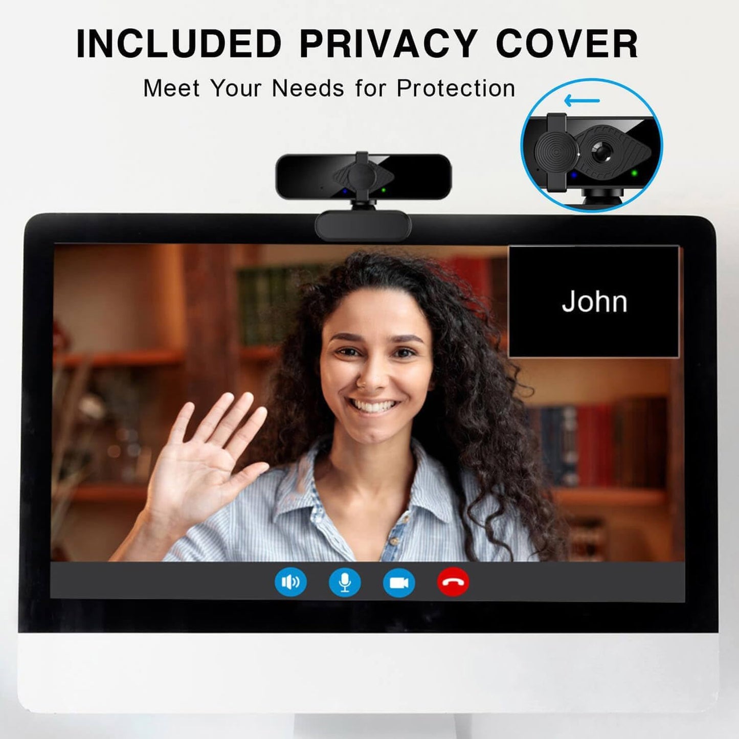2K Ultra HD Webcam, Computer Camera for PC Monitor Laptop Desktop - External Web Cameras with Microphone, USB C Adapter, Privacy Cover for Video Conferencing, Streaming & Online Learning