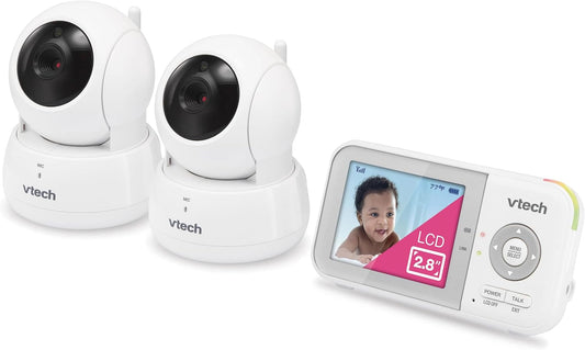 VTech Baby Monitor No WiFi, 2 Cameras & Remote Pan-Tilt-Zoom for Twins & Two Rooms – Hack-Proof, 19Hr Battery, 1000ft Range, Auto Night Vision, Temperature Sensor | VM923-2