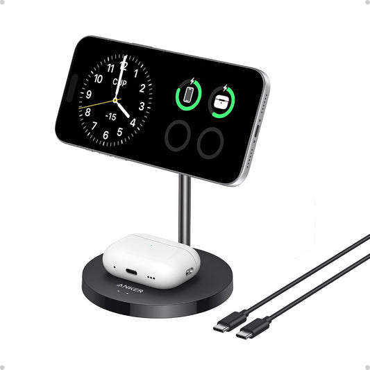 2-in-1 Qi2 15W MagSafe Wireless Charging Stand, Black