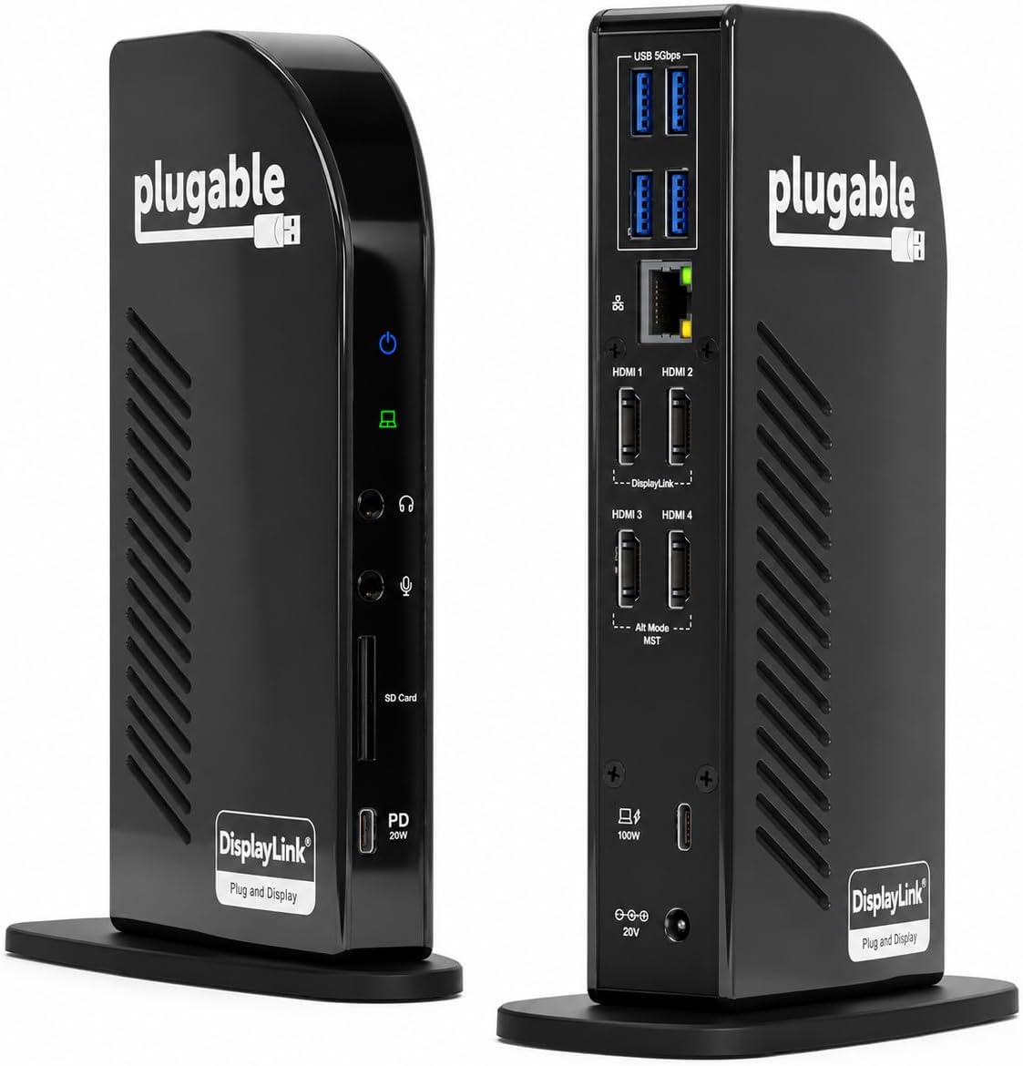 Plugable 14-in-1 USB C Docking Station | 4X HDMI Quad Dock, 100W Charging