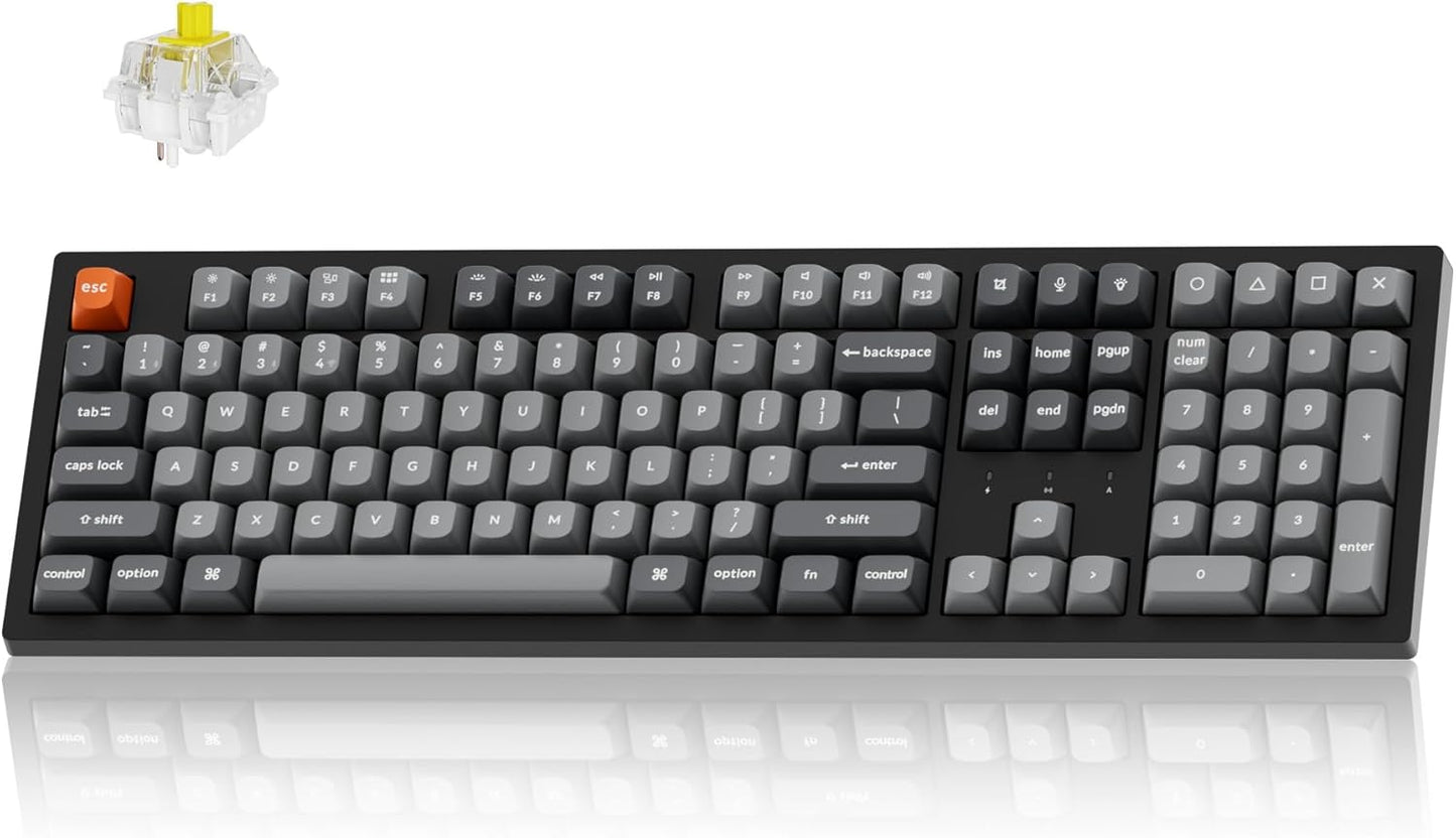 Keychron K10 Max QMK Wireless Custom Mechanical Full-Size Keyboard | 2.4 GHz Wireless & Bluetooth with Hot-swappable Apex Banana Switch Compatible with Mac Windows Linux - Black