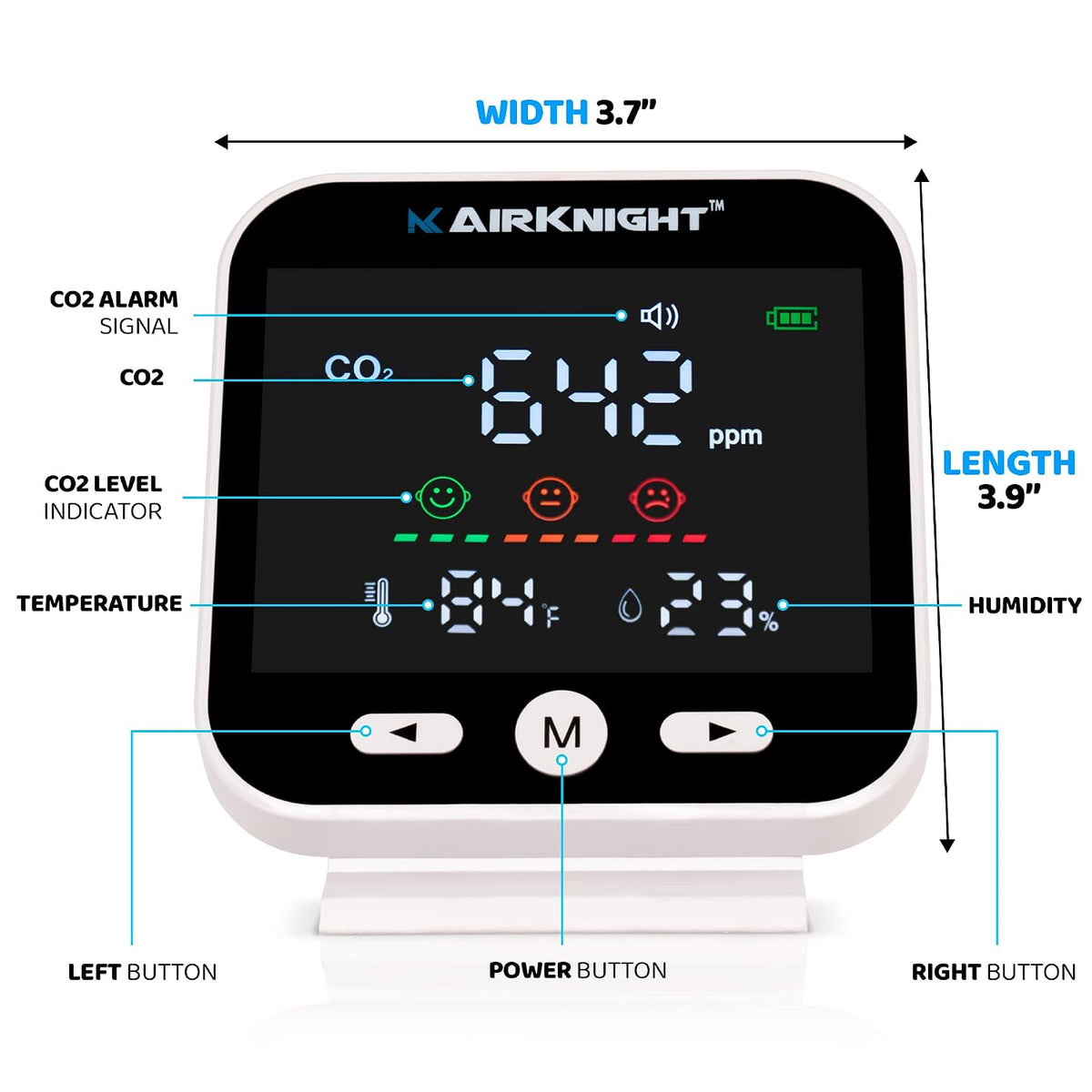 CO2 Monitor Indoor with Bonus Humidity & Temperature Readings | Carbon Dioxide Meter, Homebrewing - Carbon Dioxide Detector, Portable CO2 Detector, CO2 Meter Indoor, CO2 Sensor