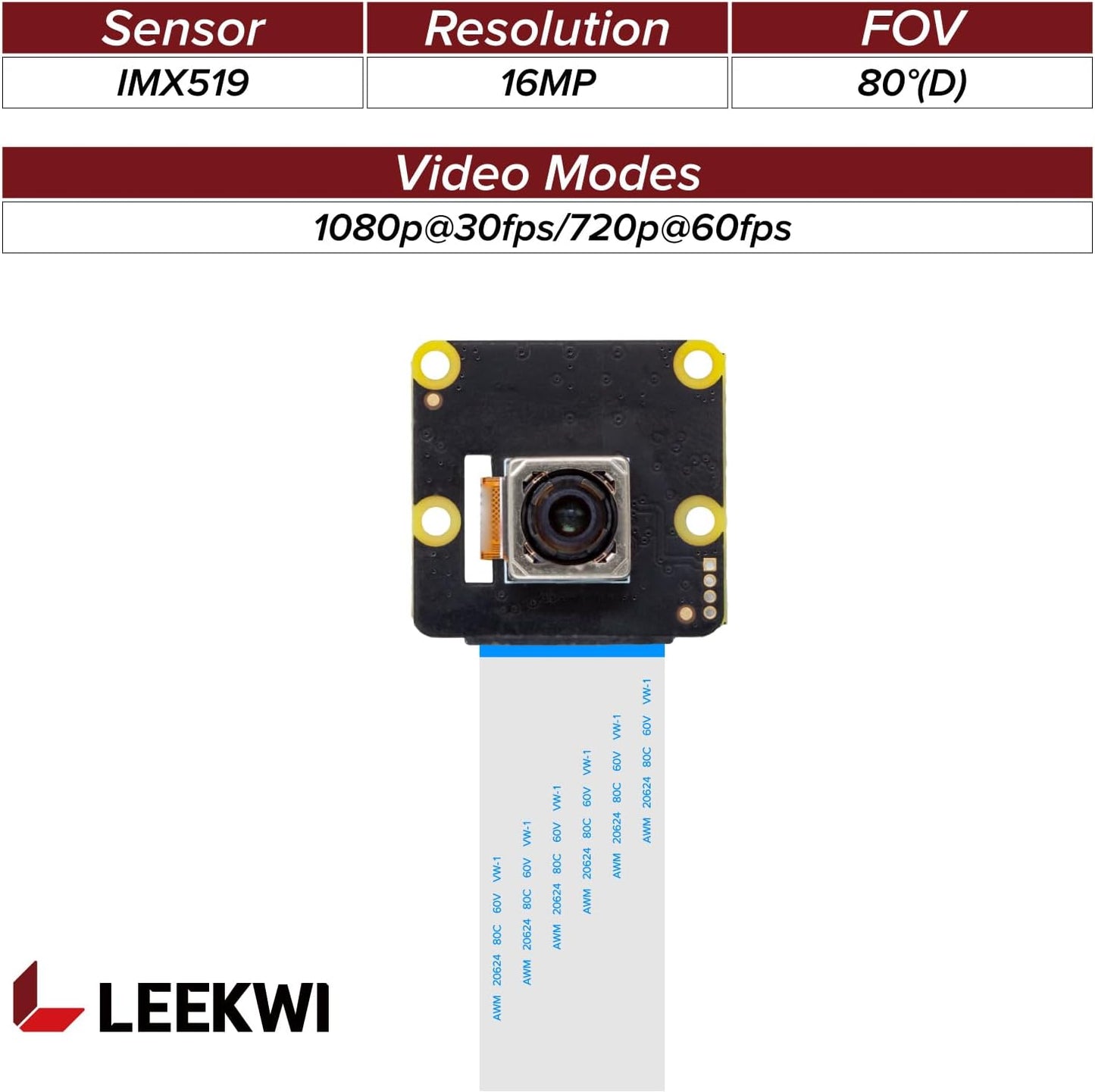 IMX519 Autofocus Raspberry Pi Camera for Pi 5, 4, Zero 2W, 16MP PDAF&CDAF High Resolution Camera Module, Compatible with Raspberry Pi Accessories