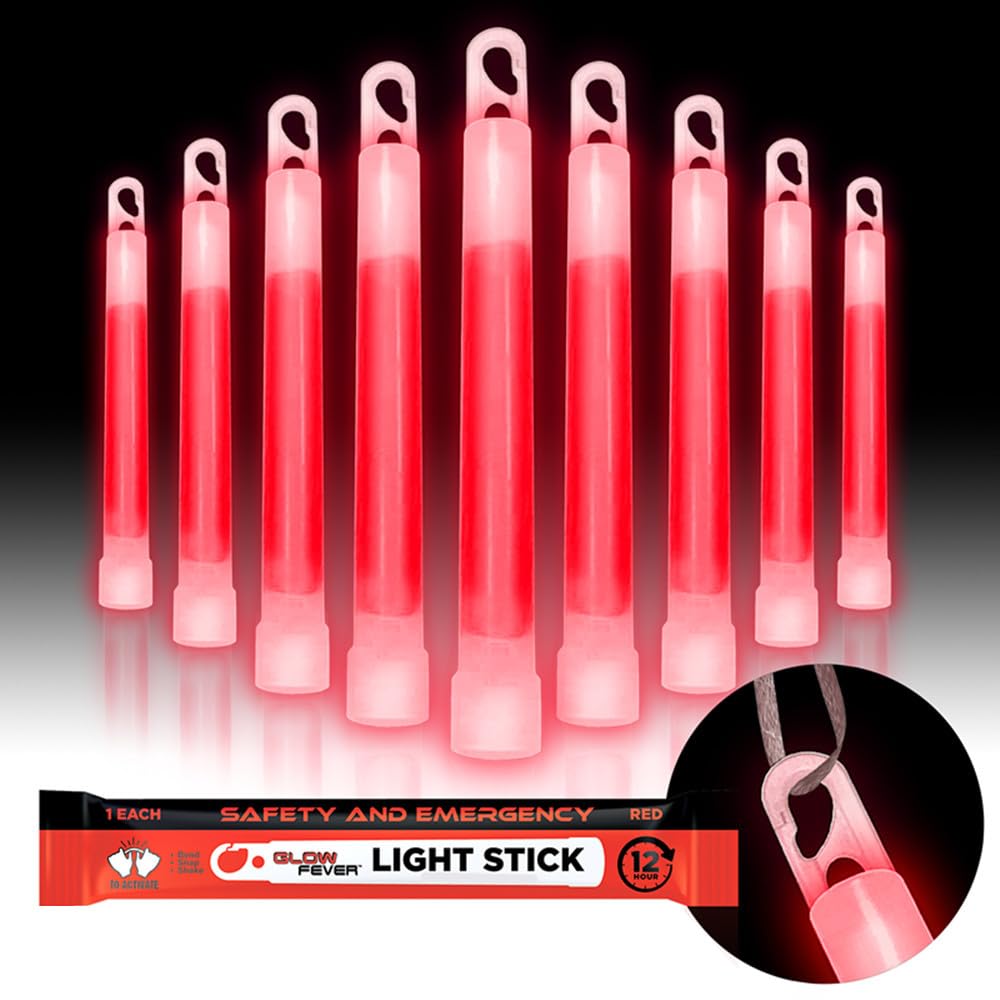 Glow Fever Emergency Safety Military Grade Glowsticks; 10PCS, 6" Ultra Bright Glow Sticks with 8 Hours Duration. Great for Hiking, Party, Camping, Blackouts, Hurricane and Survival Kits (Blue)