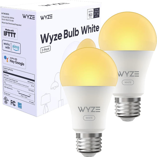 Wyze Lifestyle 800LM A19 Tunable Smart Light Bulb White, 2-Pack
