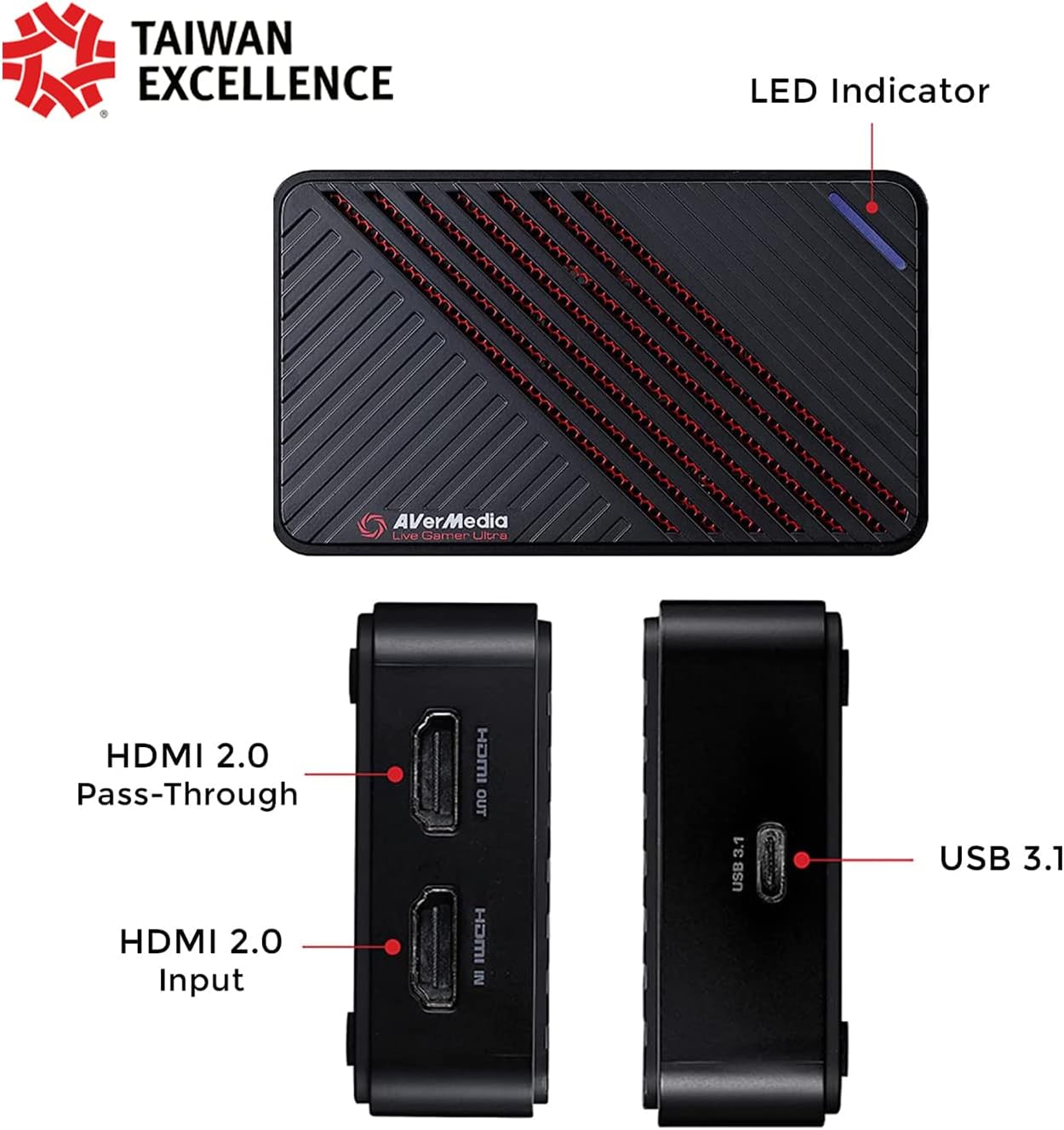 AVerMedia Live Gamer Ultra GC553 – 4K60 HDR Pass-Through, 4K30 Capture, Low Latency for Xbox Series X/S, PS5, Switch, Windows 11/macOS 10.13