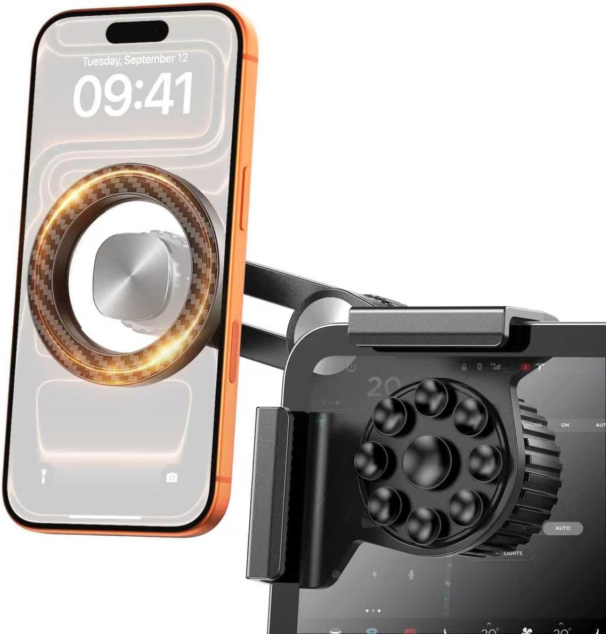 Tesla Phone Mount Model 3/Y Accessories: No-Adhesive for Magsafe Car Mount for Model 3,Y,Juniper,Highland,Cybertruck,Fit for iPhone 12-17 Series and Magsafe Cases