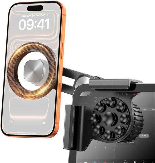 Tesla Phone Mount Model 3/Y Accessories: No-Adhesive for Magsafe Car Mount for Model 3,Y,Juniper,Highland,Cybertruck,Fit for iPhone 12-17 Series and Magsafe Cases