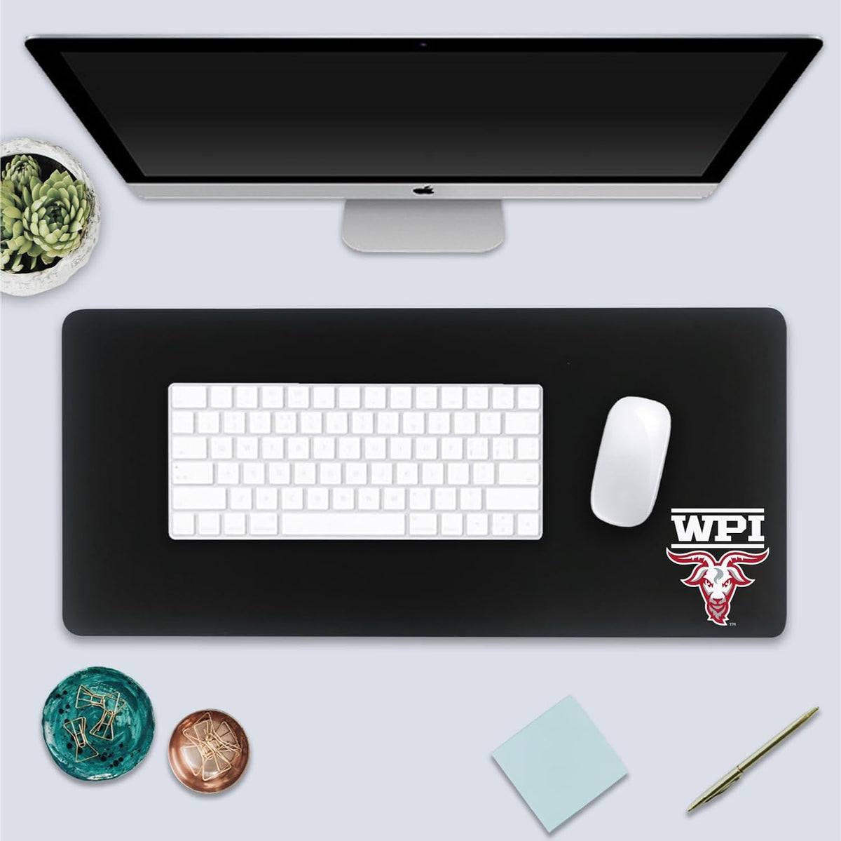 OTM Essentials Worcester Polytechnic Institute Classic Cloth Desk Mat, Durable Office Supplies, Non-Slip Base, Responsive Desk Pad with Smooth Cloth Surface, Black