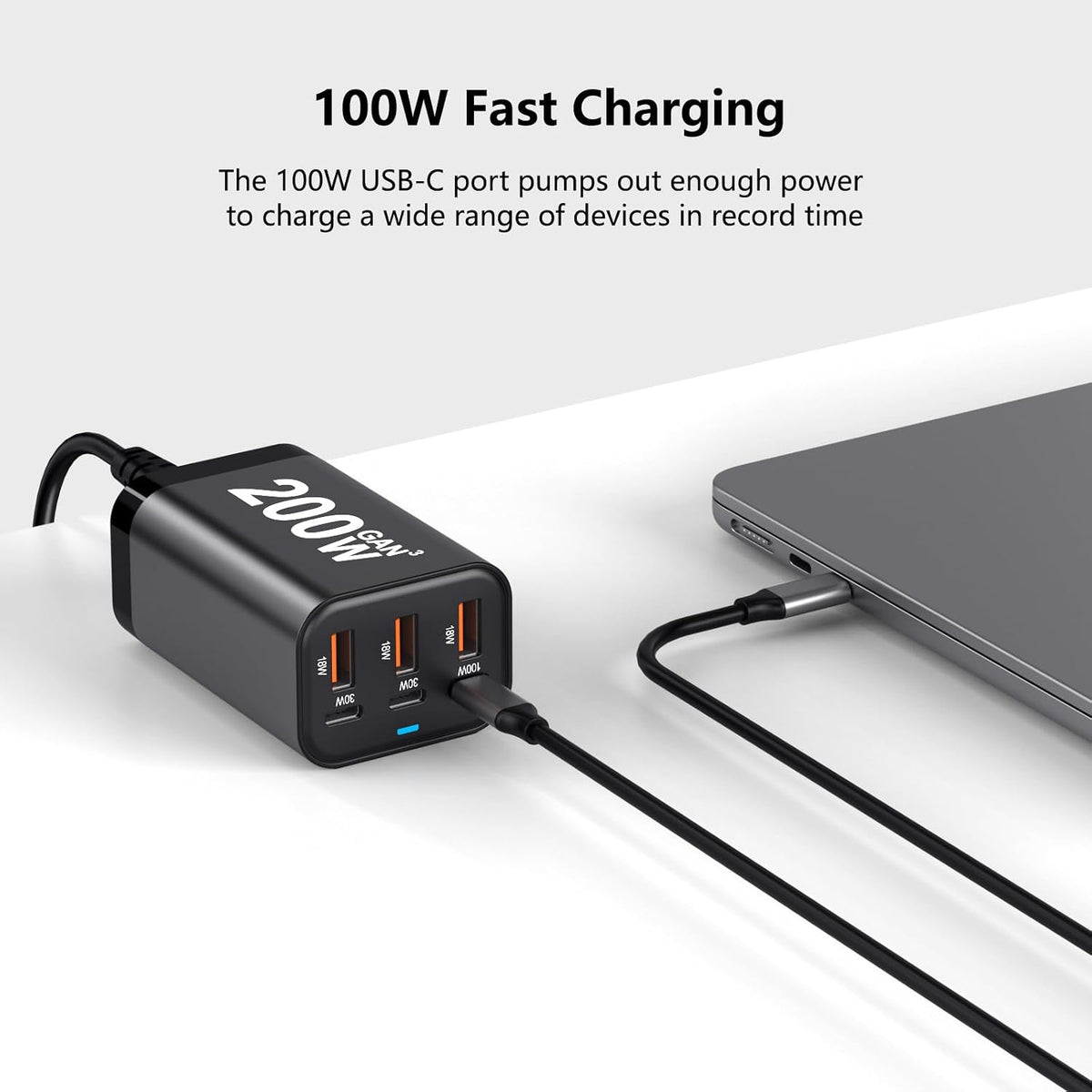 USB C Charger Block 200W Multi Port USB Fast Charging Station Hub GaN PPS PD 100W Type C Wall Charger Power Adapter for Multiple Laptop iPad iPhone 17 MacBook Galaxy S26 Android Pixel 65W 45W 30W 20W