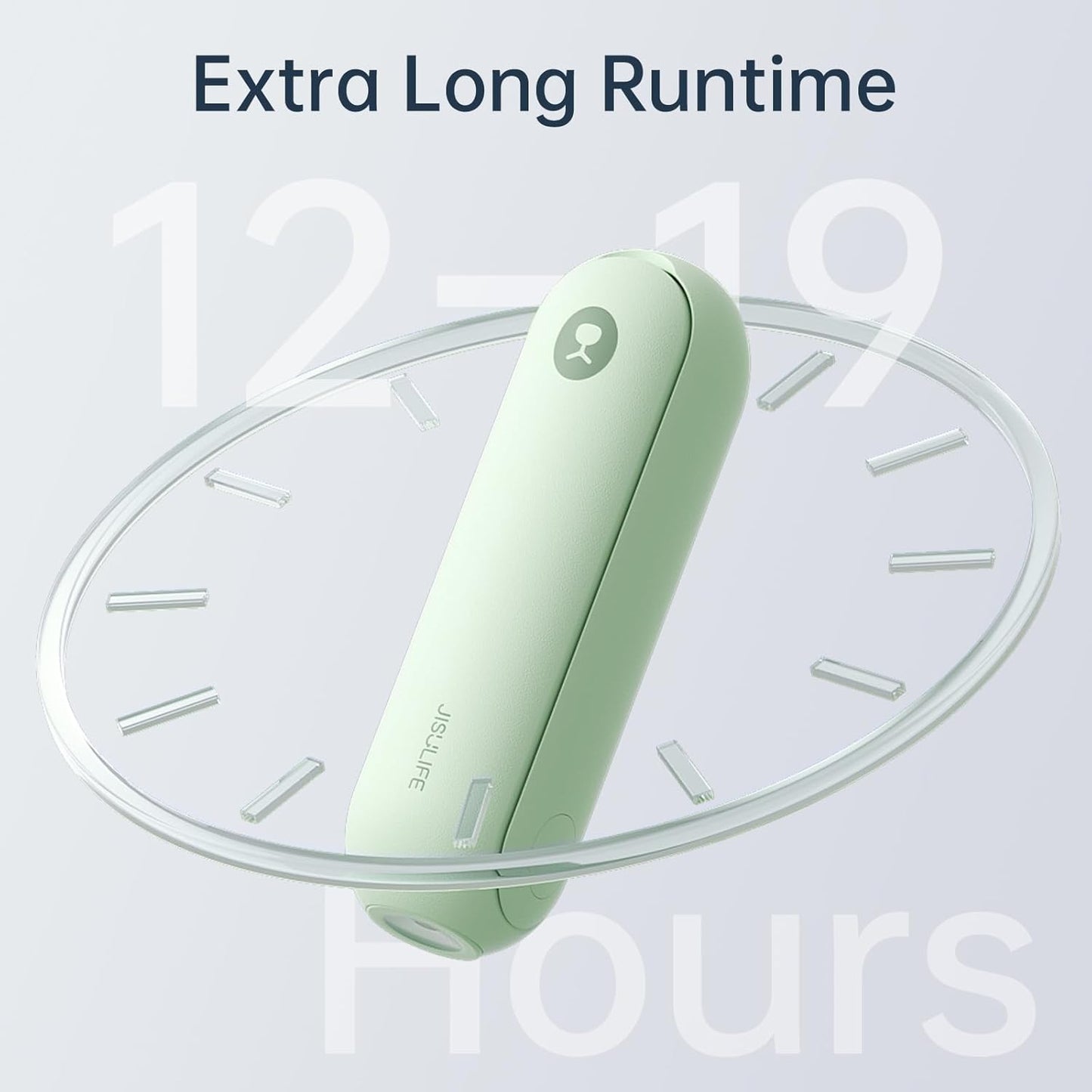 JISULIFE Portable Handheld Fan, 3 In 1-Fan, Power Bank, Flashlight, Green | Mini Cooling Essential for Outdoor, Small, On-the-Go Pocket Hand Design, 19 Hours, Auto Shut-Off Safety Soft Blade