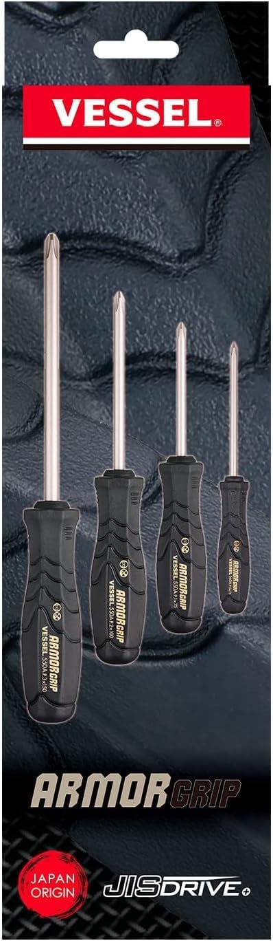 VESSEL ARMOR GRIP JISDRIVE Screwdriver 4PC. Set
