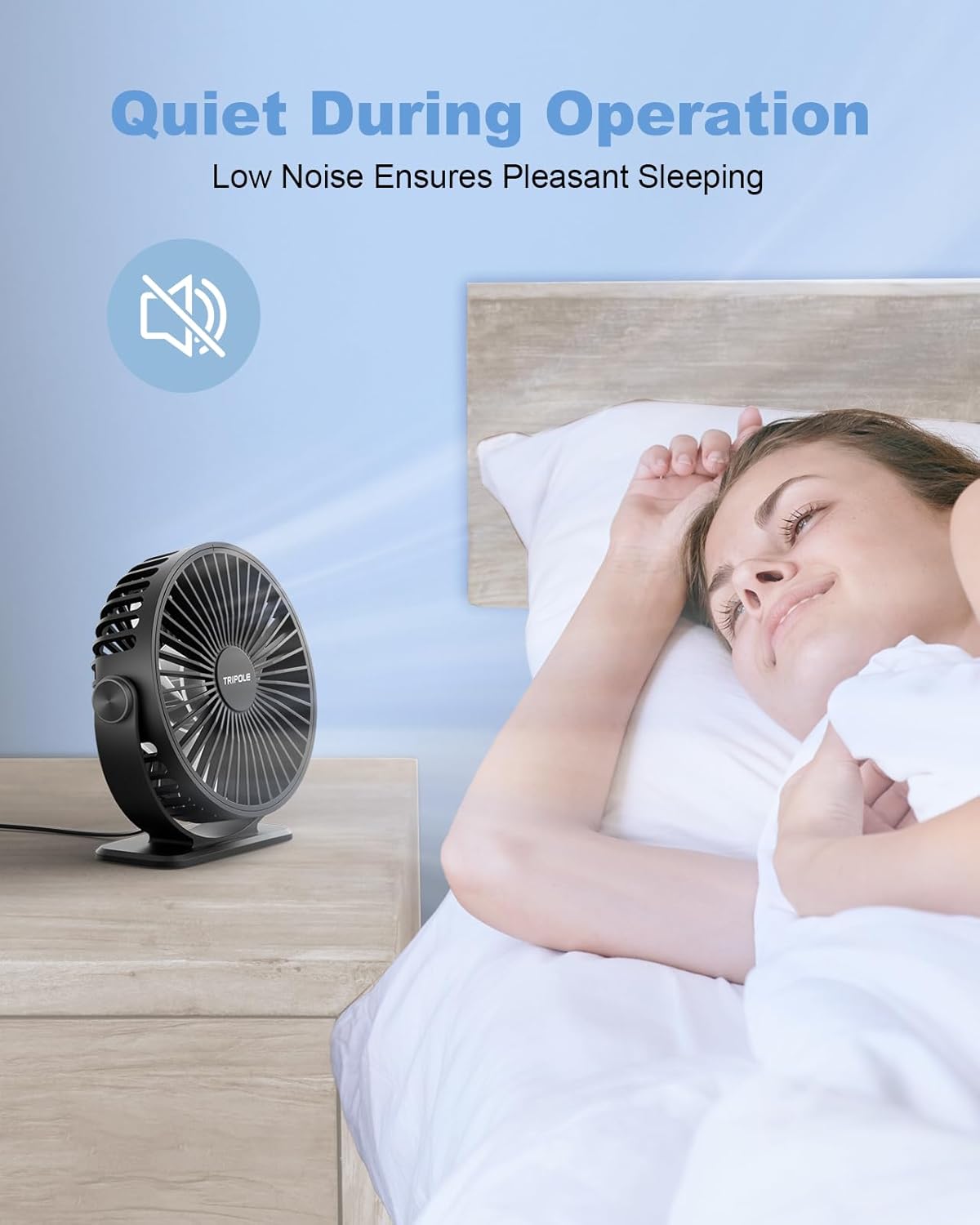 TriPole Small Desk Fan USB Powered 2 Pack Black, Portable Quiet Mini Fan | 3 Speeds, 360°Rotation, Desk Fans Small Quiet, 4.9ft Cable, Strong Breeze for Desktop Bedroom Office Table Travel