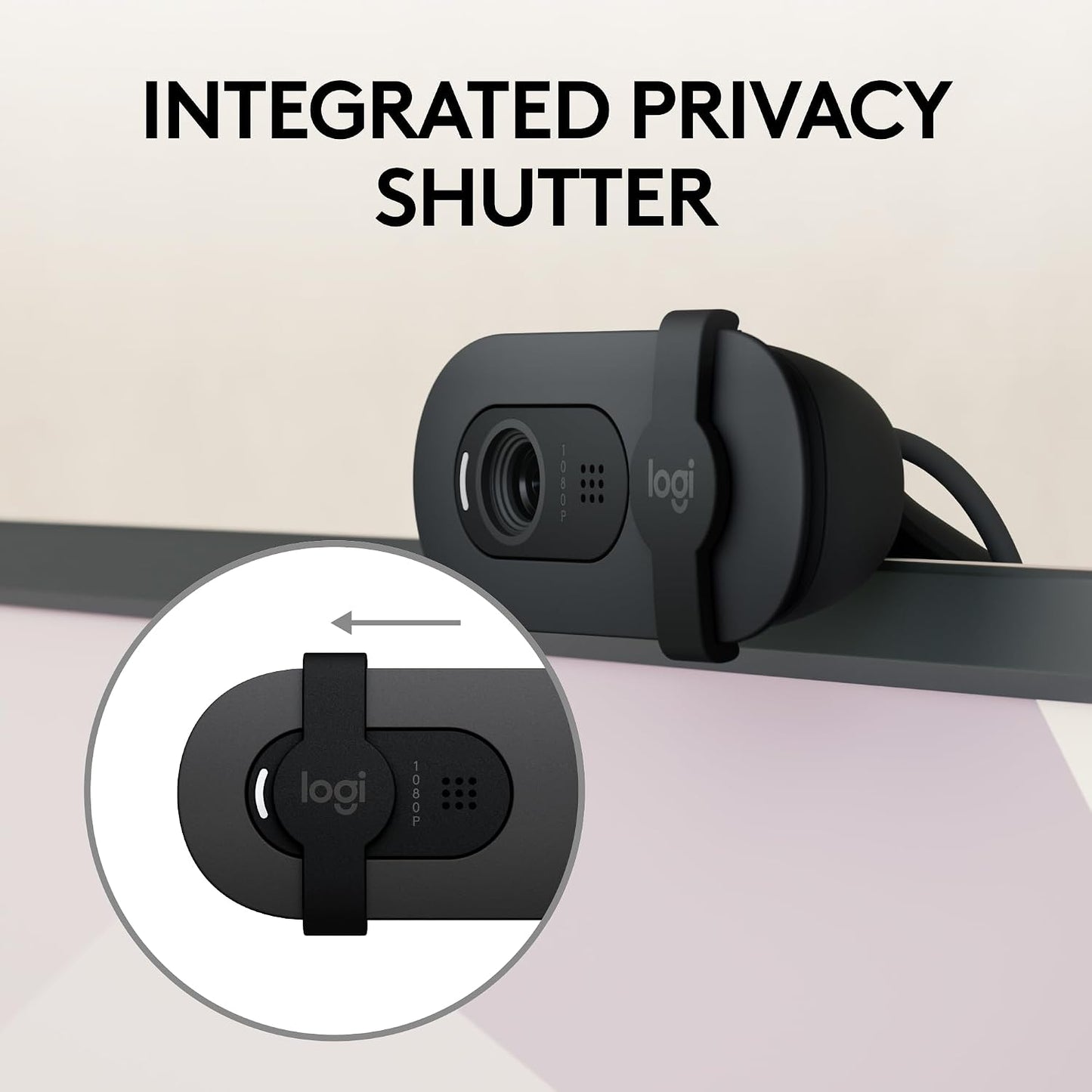 Logitech Brio 105 Full HD 1080p Business Webcam with Auto-Light Balance | 1080p with auto-light correction, built-in mic, privacy shutter, USB-C, compatible with Teams, Google Meet, Zoom and more