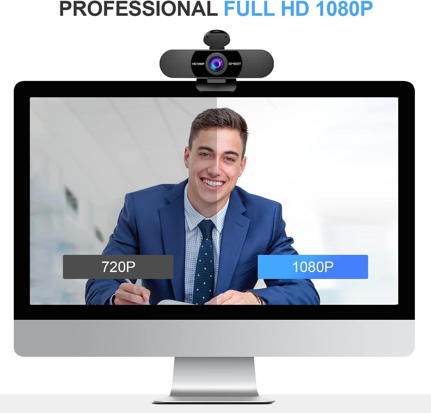 EMEET 1080P Webcam with Microphone, C960 Web Camera 2 Mics Streaming Webcam | 90°FOV Computer Camera, Plug and Play USB Web Cam for Online Calling/Conferencing, Zoom/Teams/Facetime/YouTube, Laptop/PC