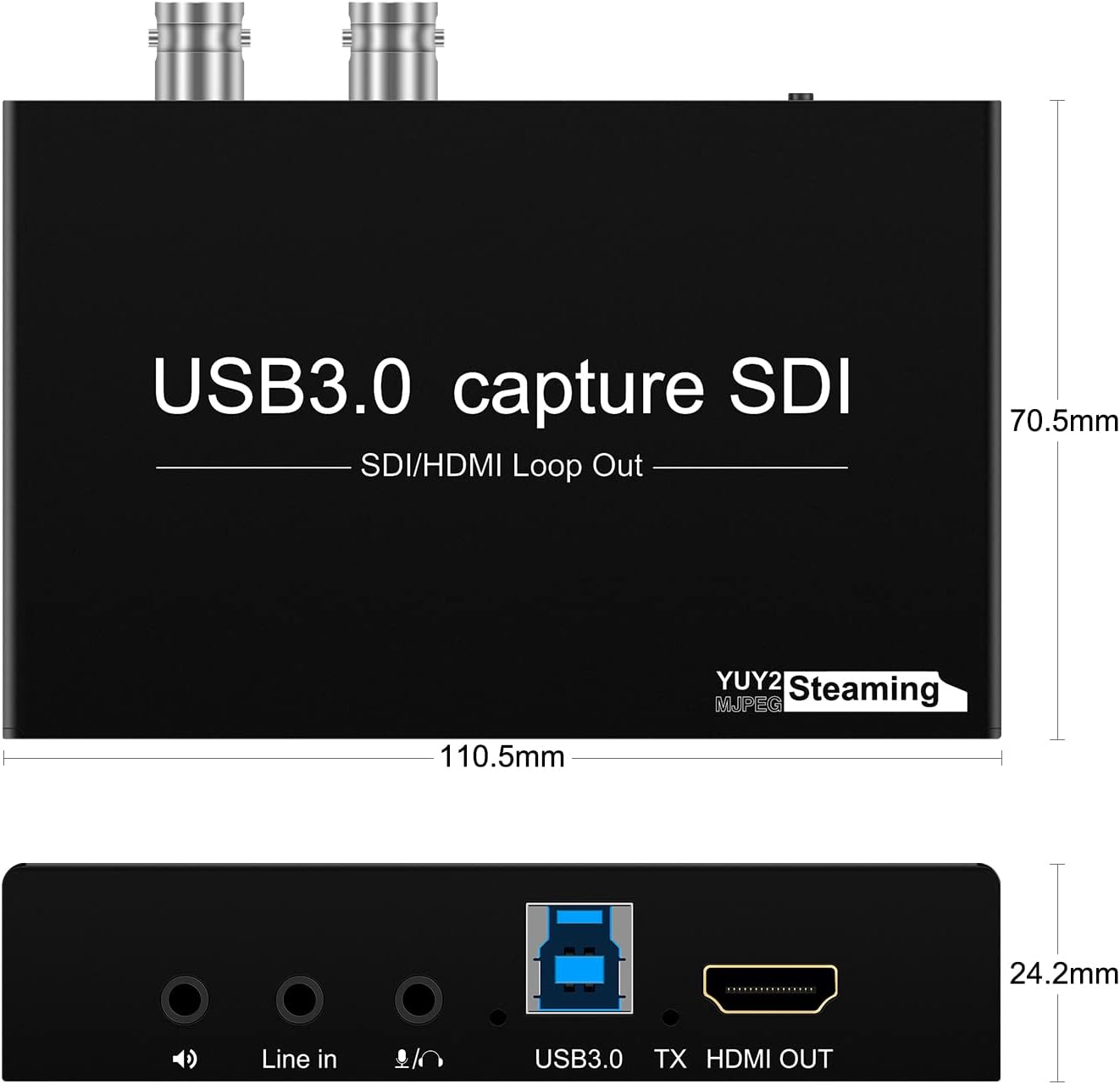 Wiistar SDI Video Capture Card 1080P60fps HDMI/SDI to USB3.0 with Loopout | Audio Video Capture Device USB Video Record for Camera Live Streaming